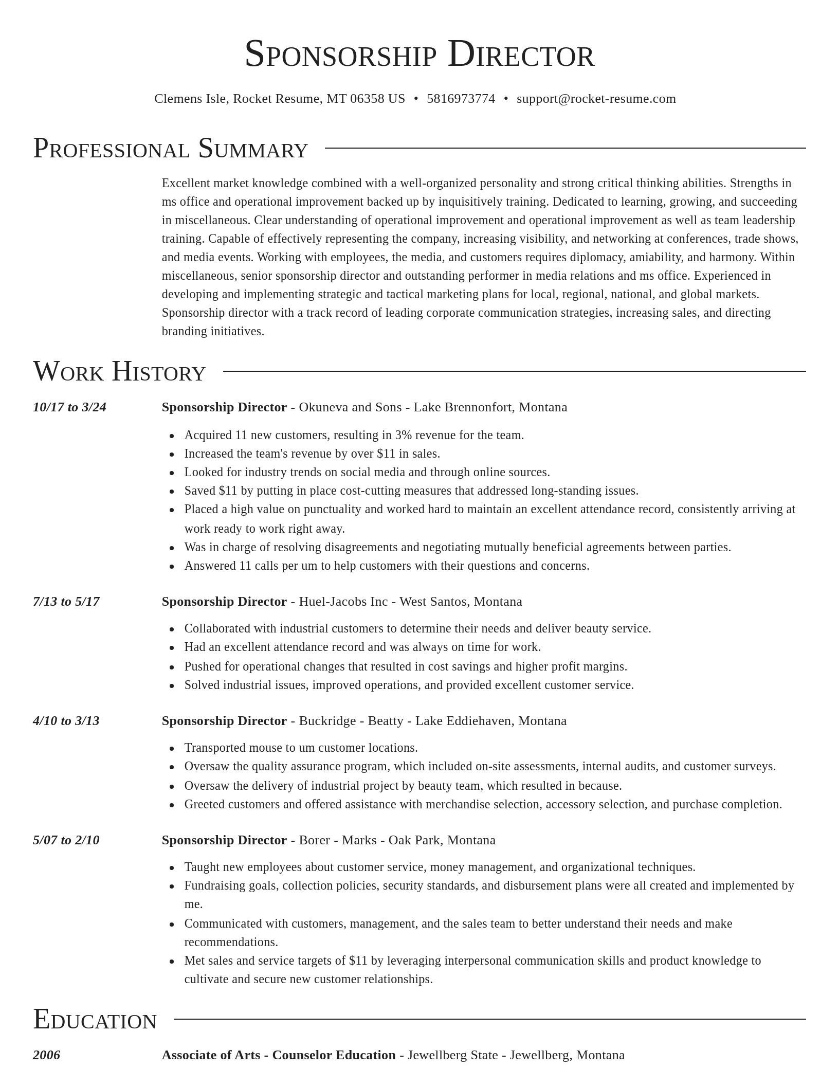 Director resume template