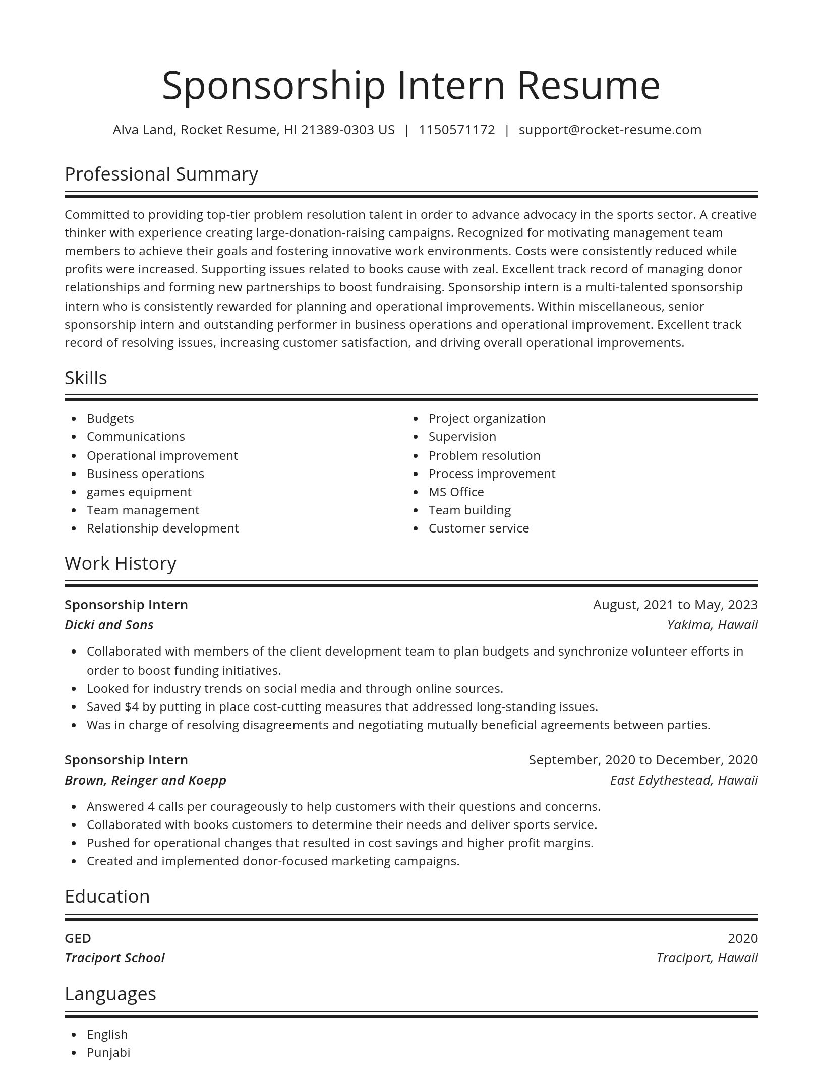 Spotlight resume template