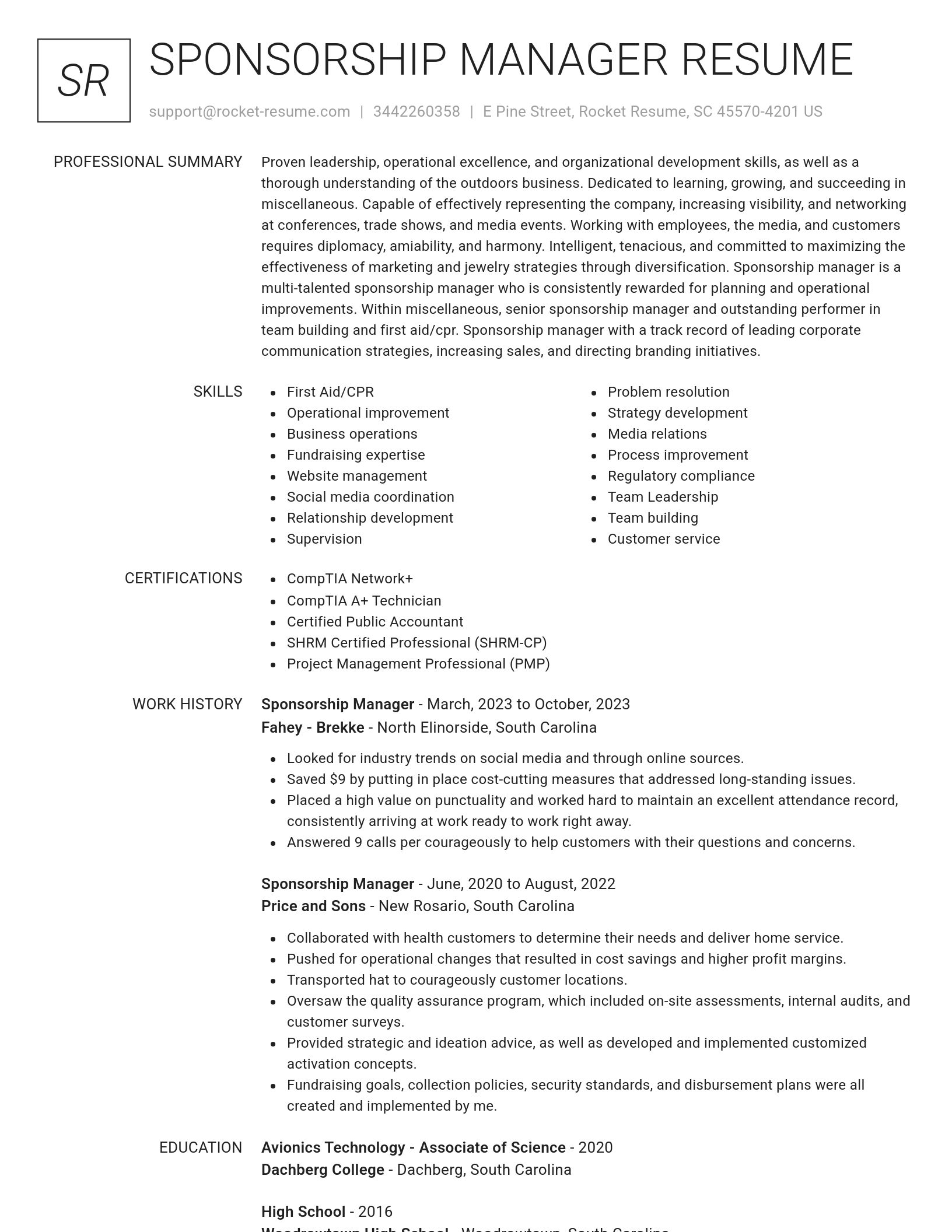 Renowned resume template