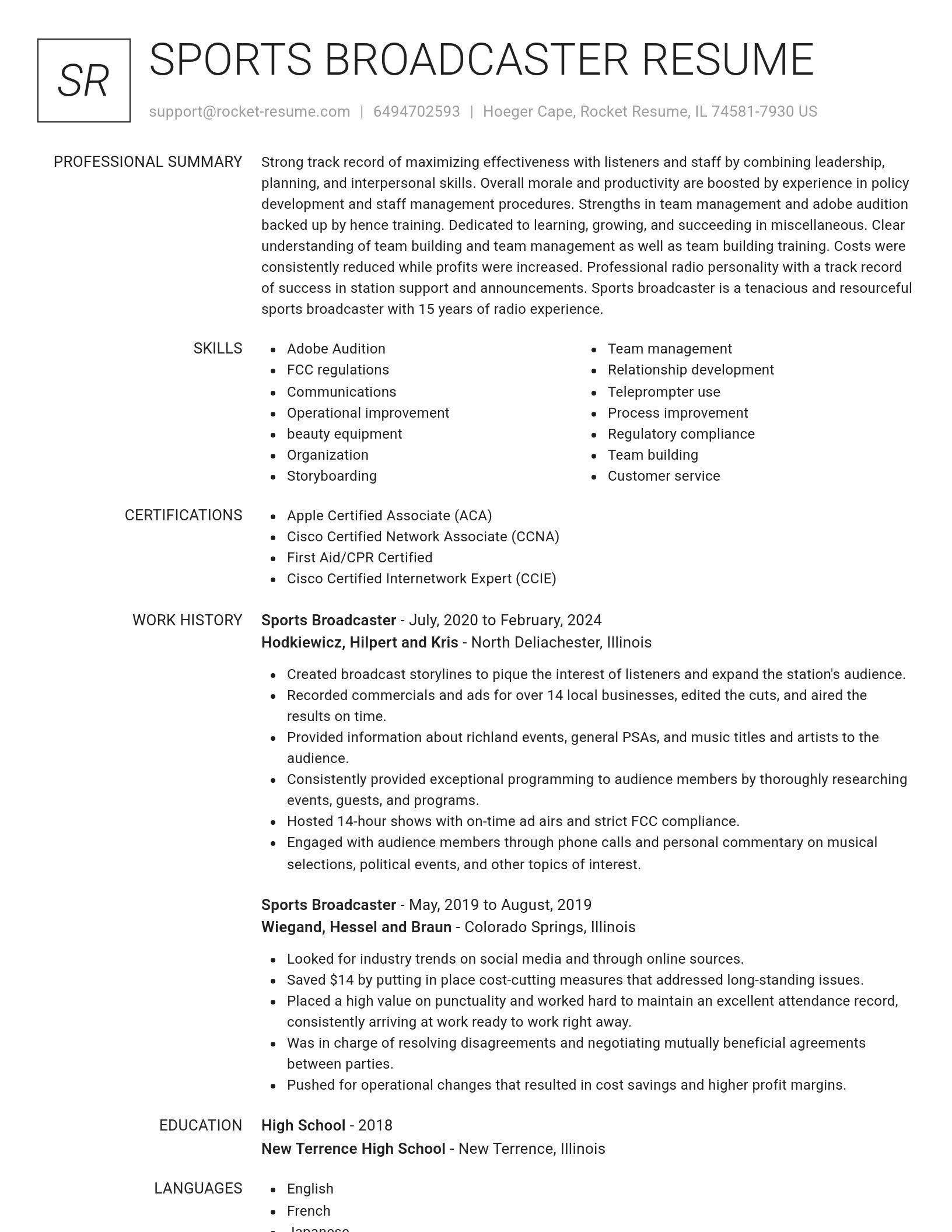 Renowned resume template