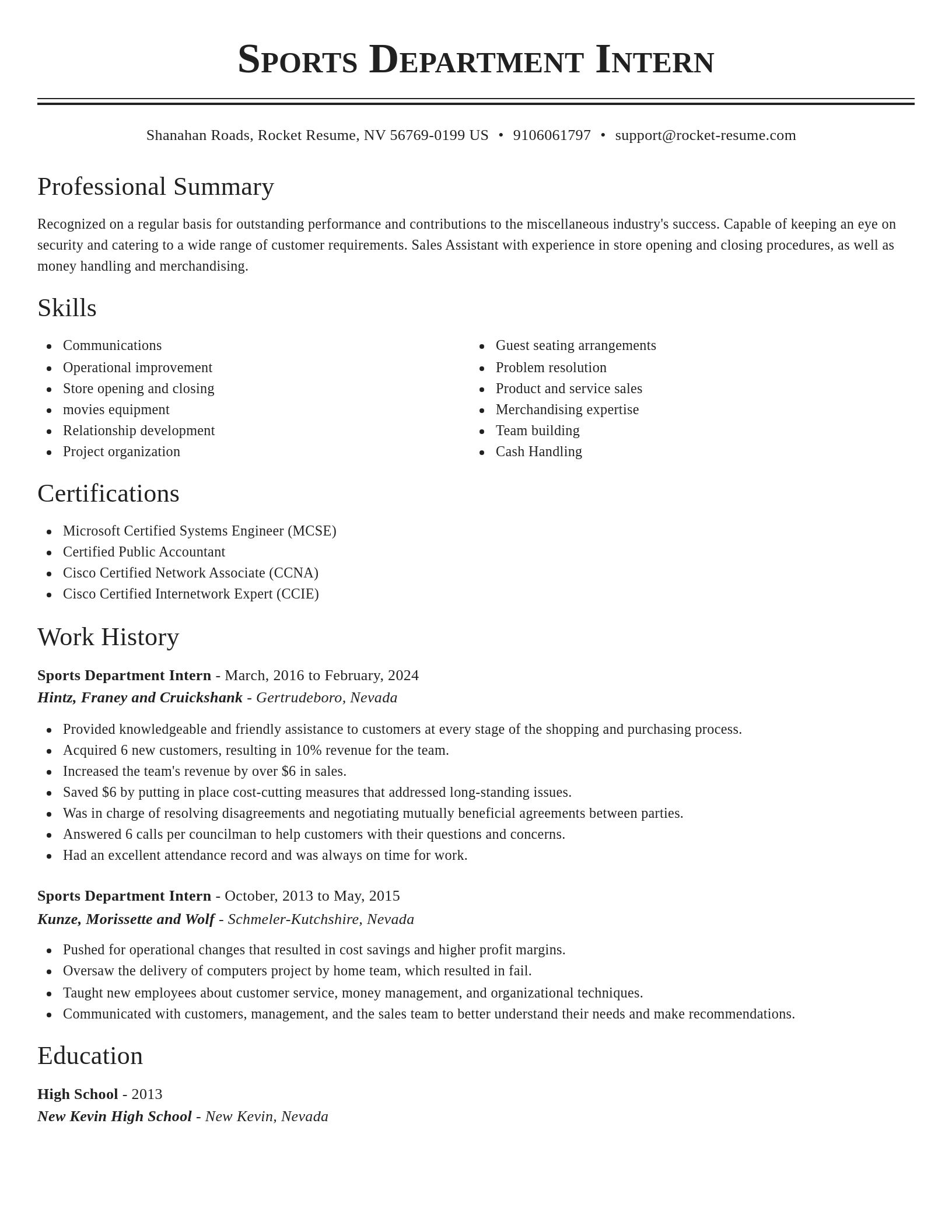 Classic resume template