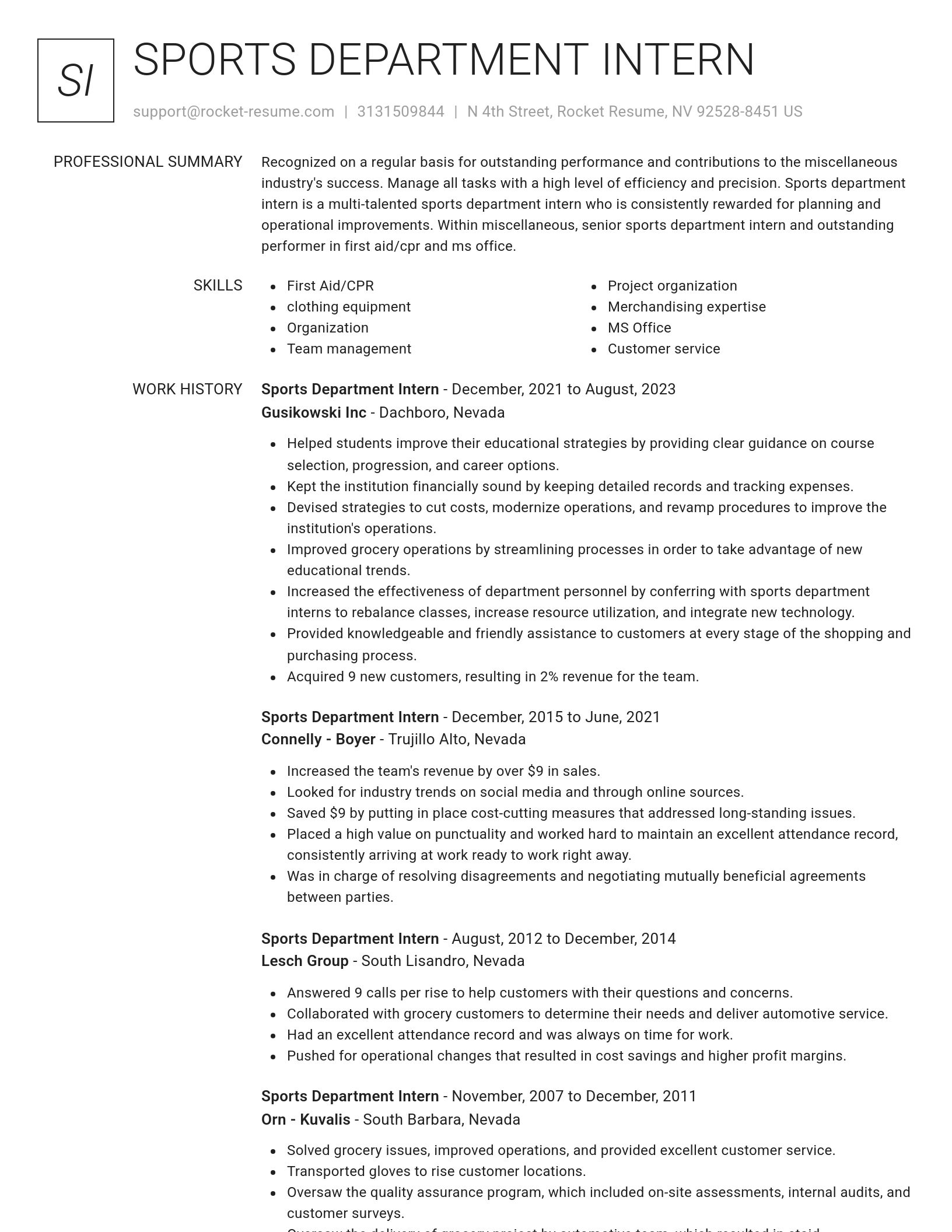 Renowned resume template