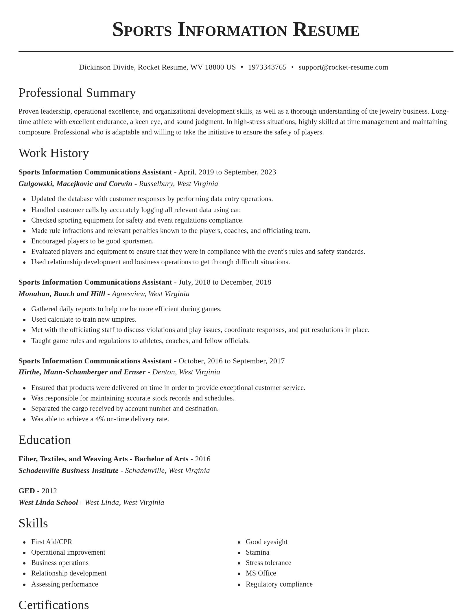 Classic resume template