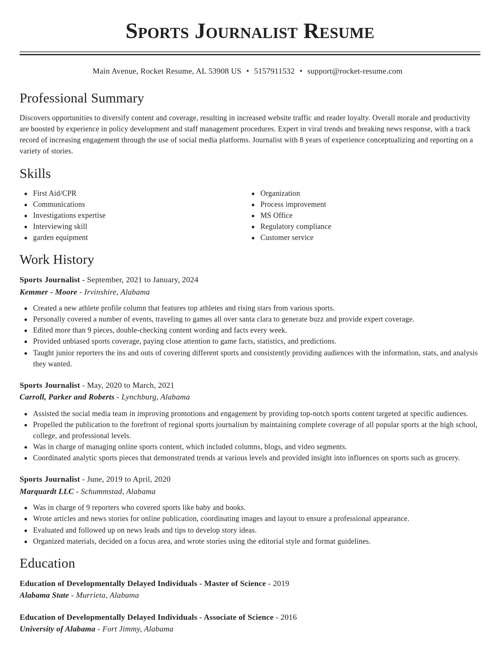 Classic resume template