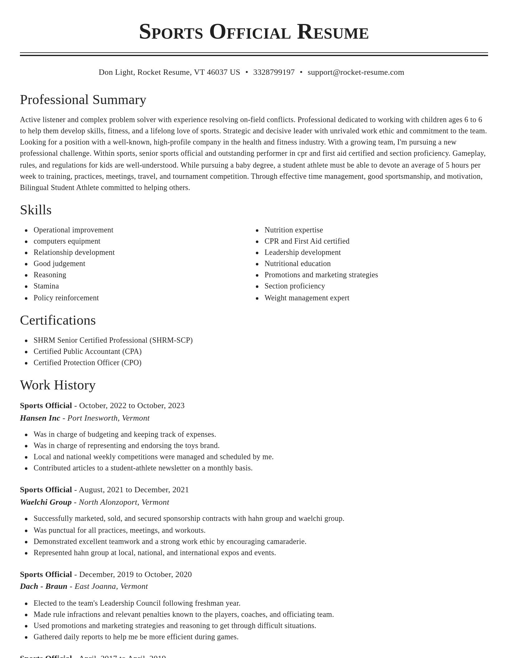 Classic resume template