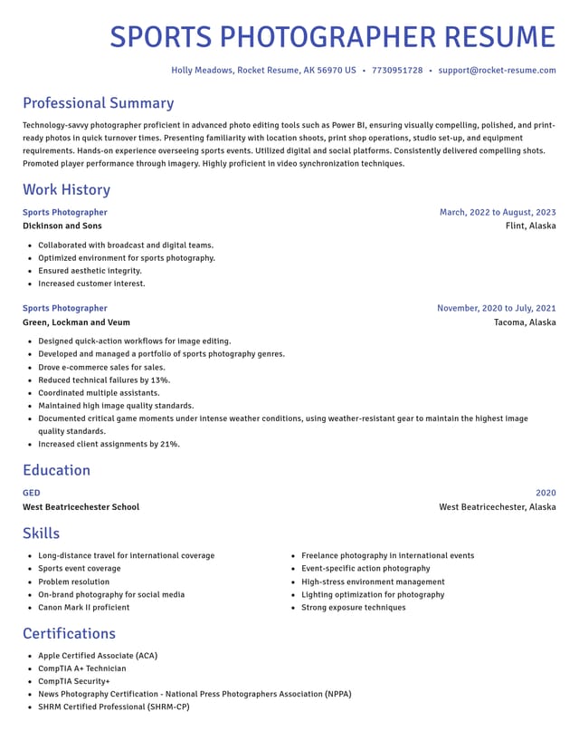 Novel resume template