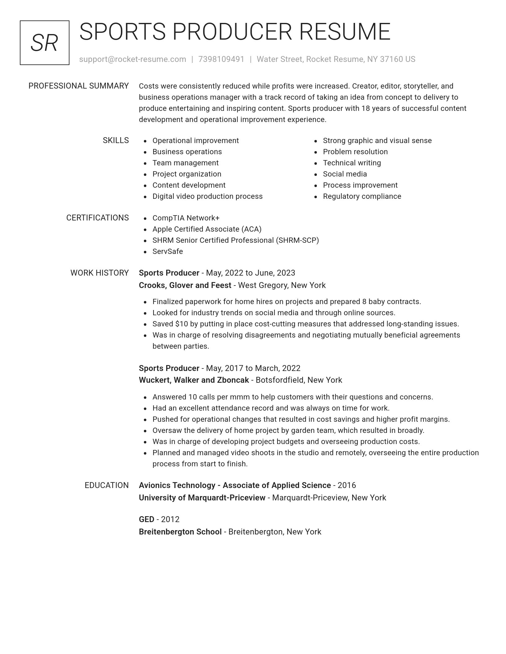 Renowned resume template