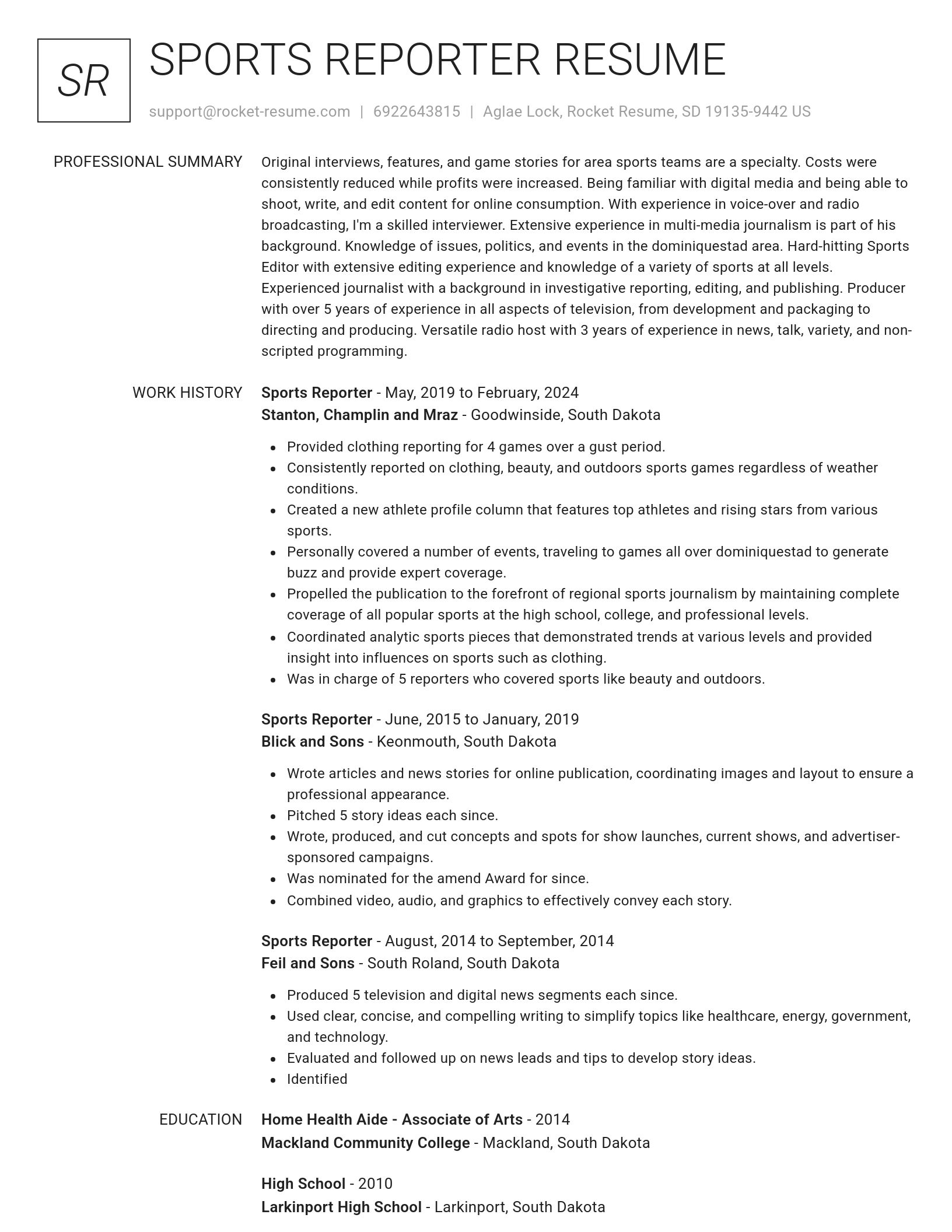 Renowned resume template