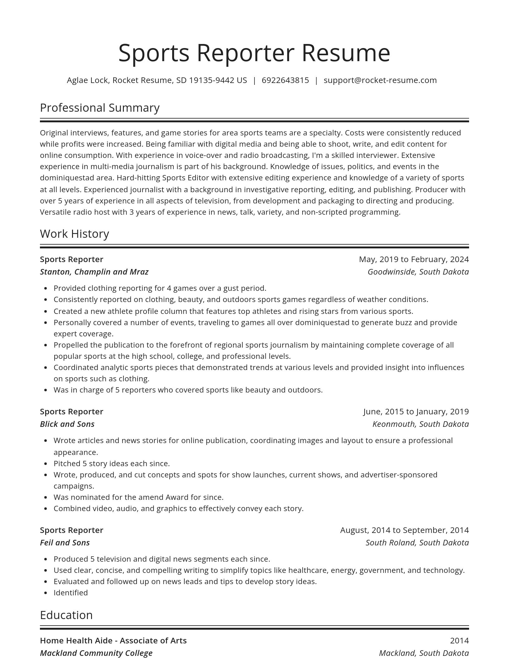 Spotlight resume template