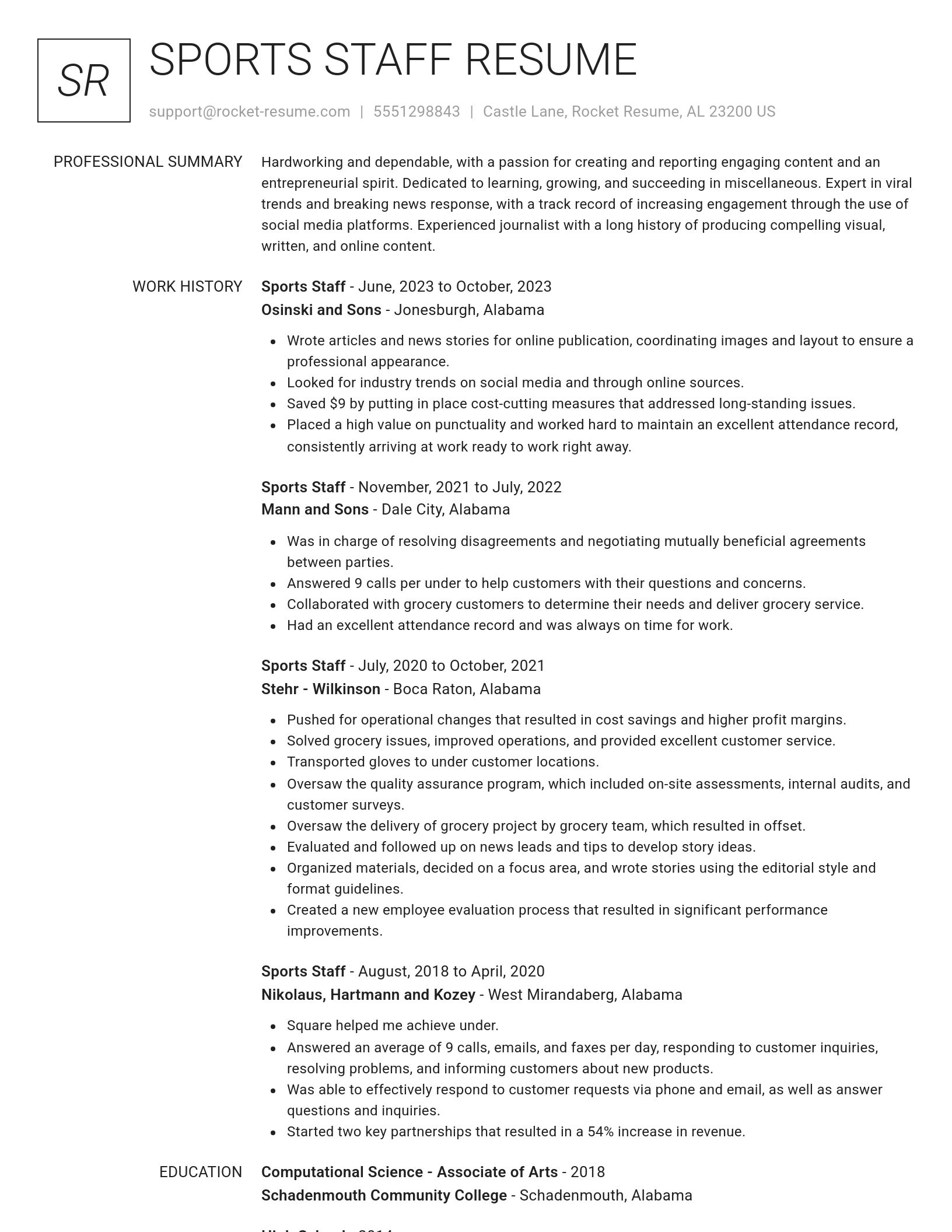 Renowned resume template