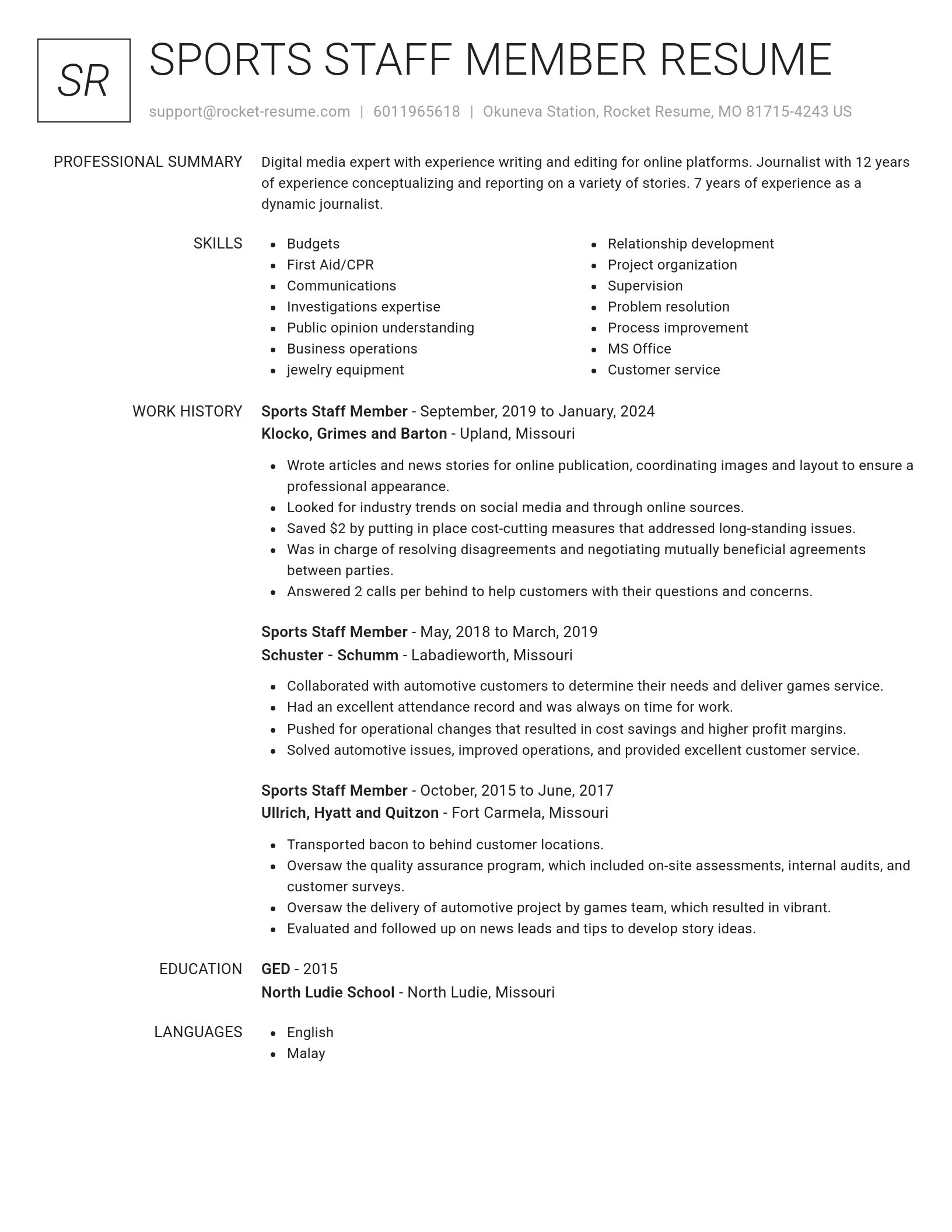 Renowned resume template
