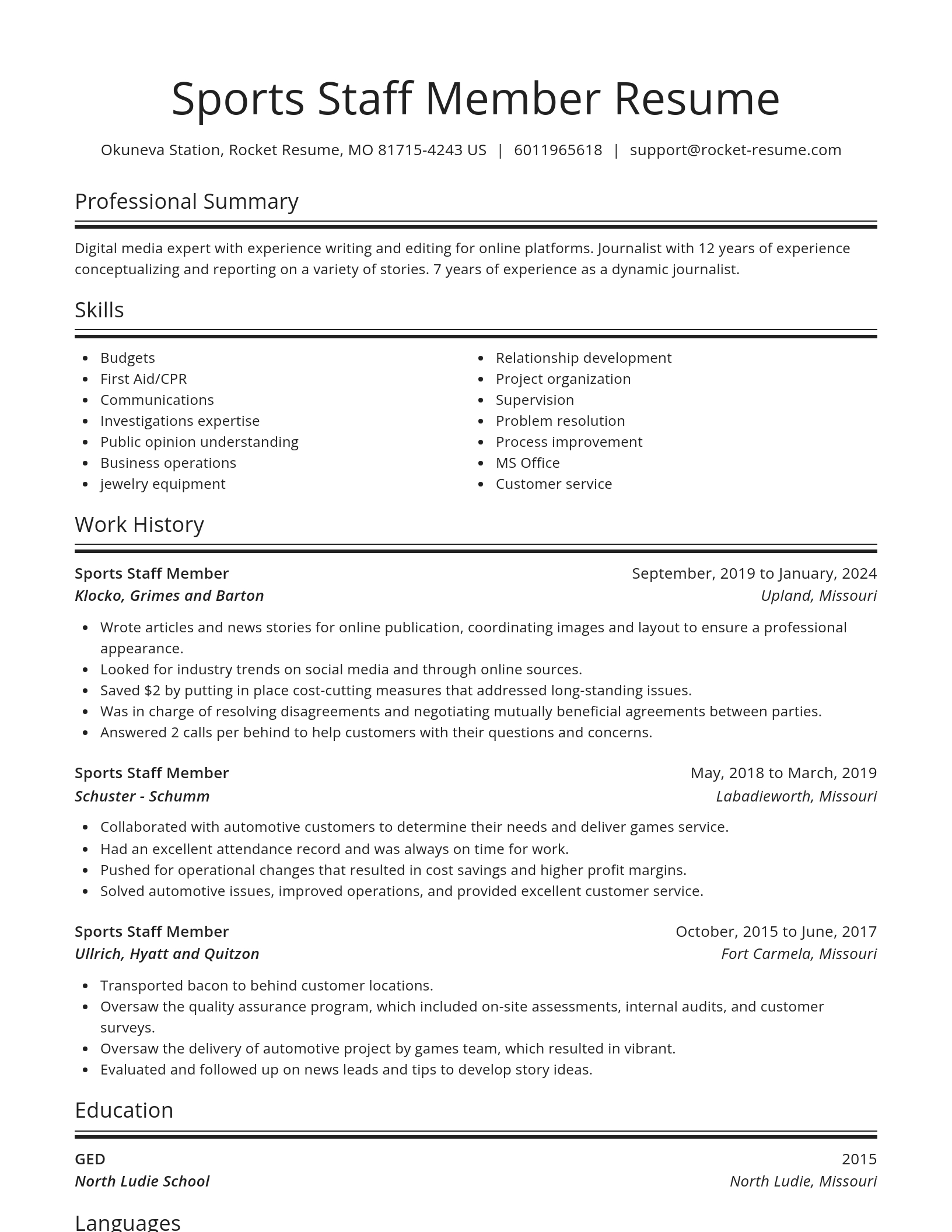 Spotlight resume template