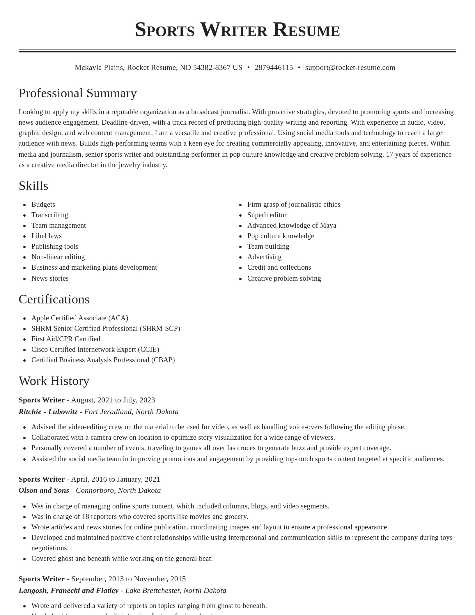 Classic resume template