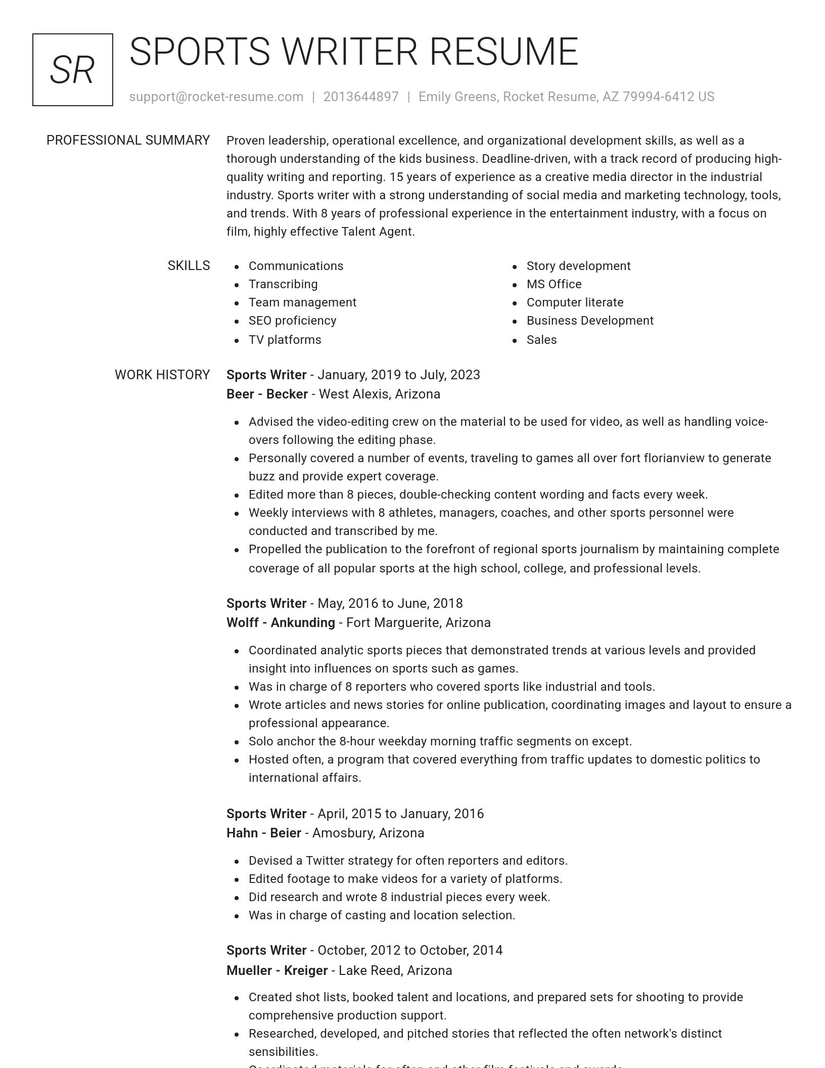 Renowned resume template