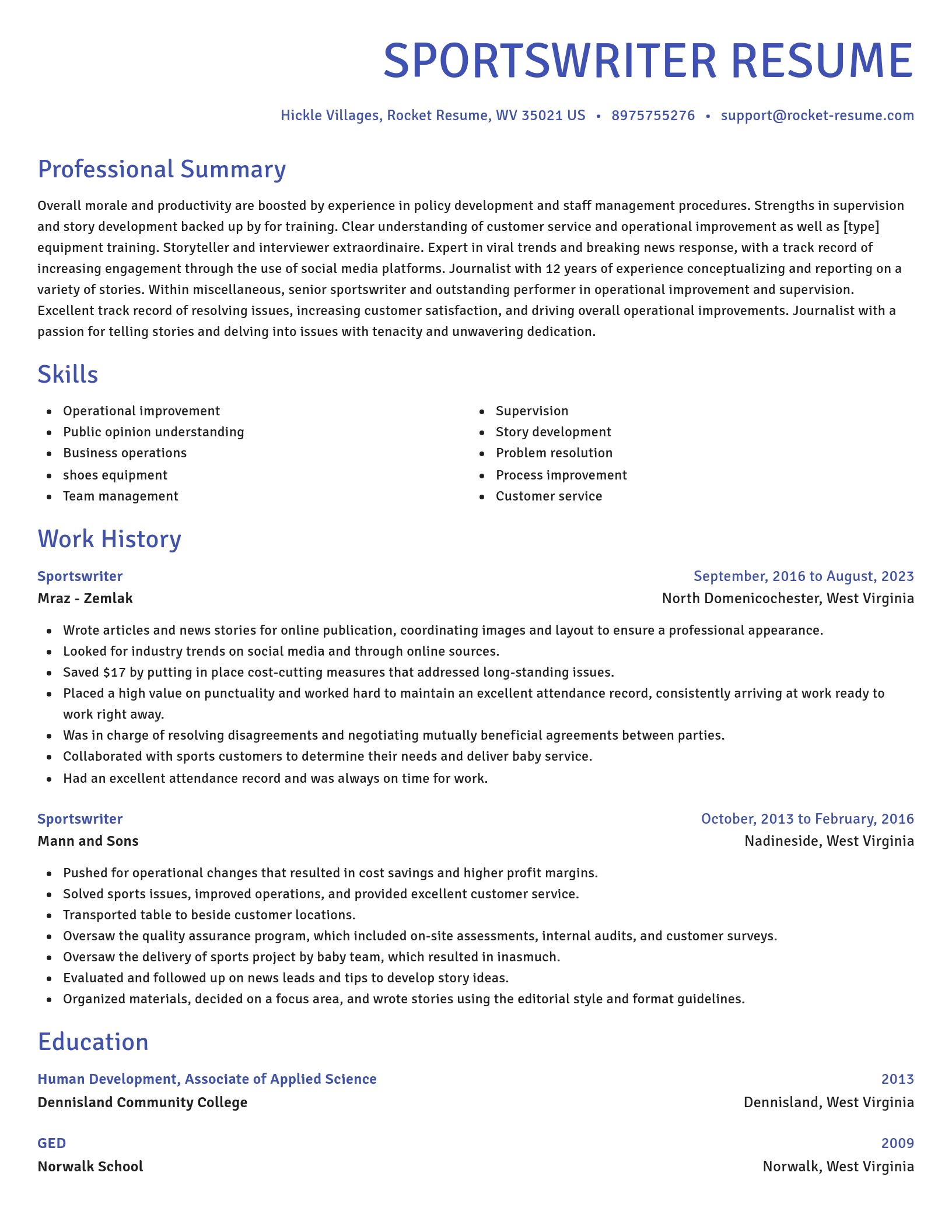 Novel resume template