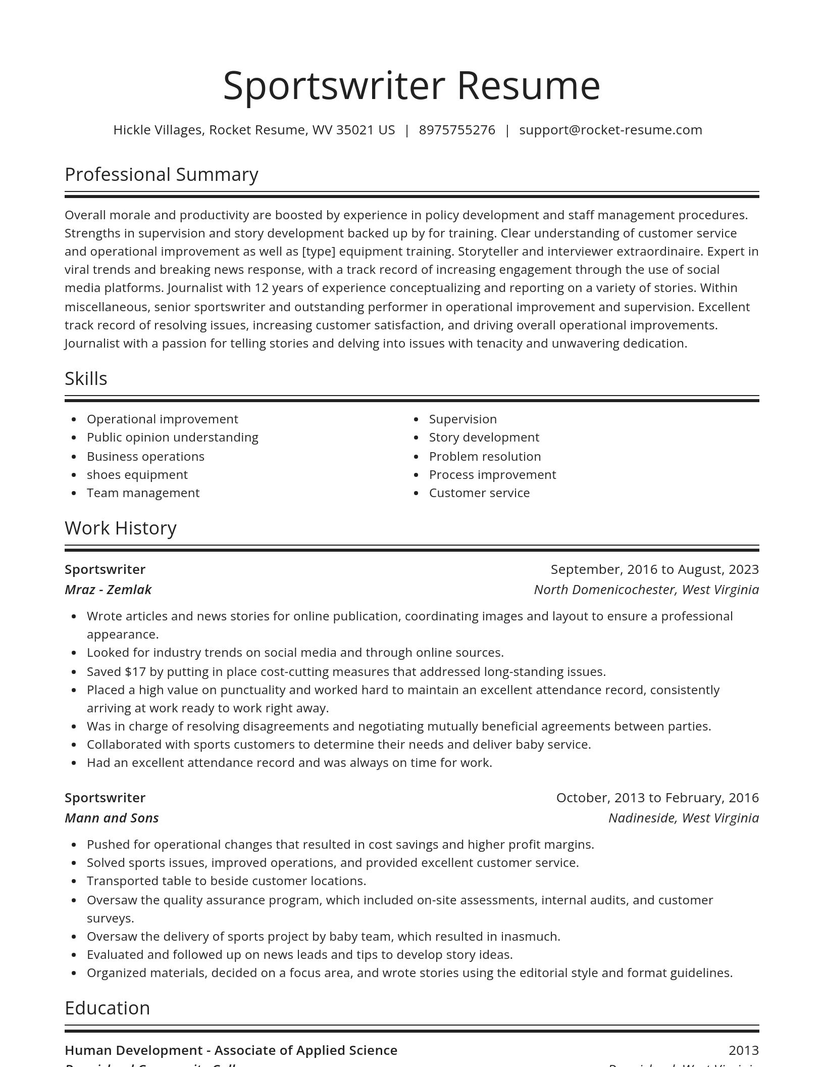 Spotlight resume template