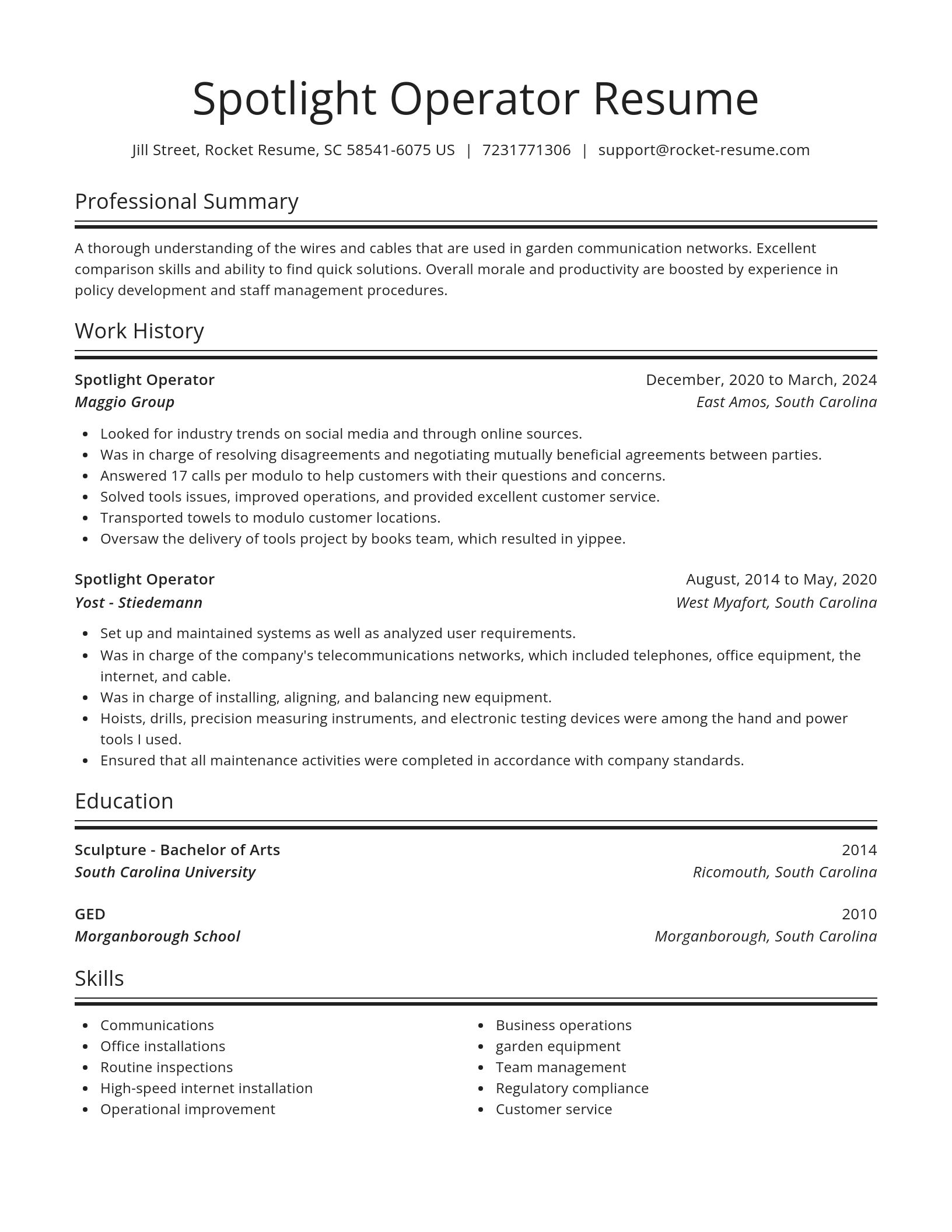 Spotlight resume template