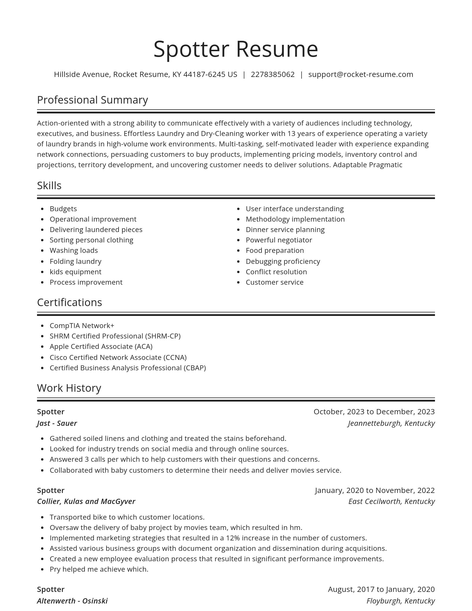 Spotlight resume template