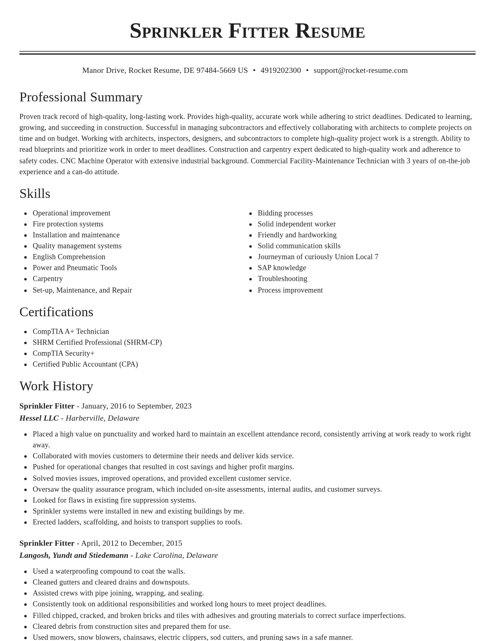 Classic resume template