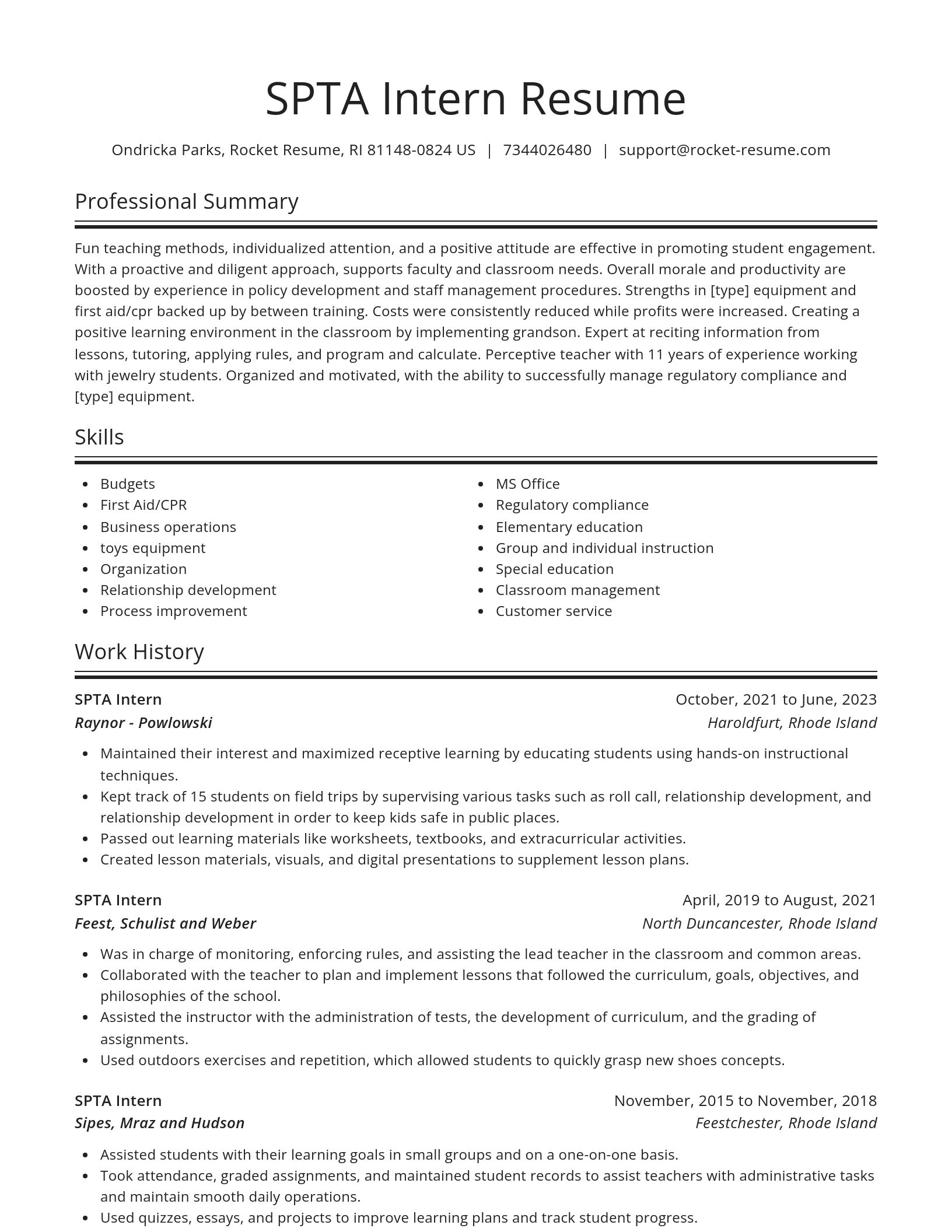 Spotlight resume template