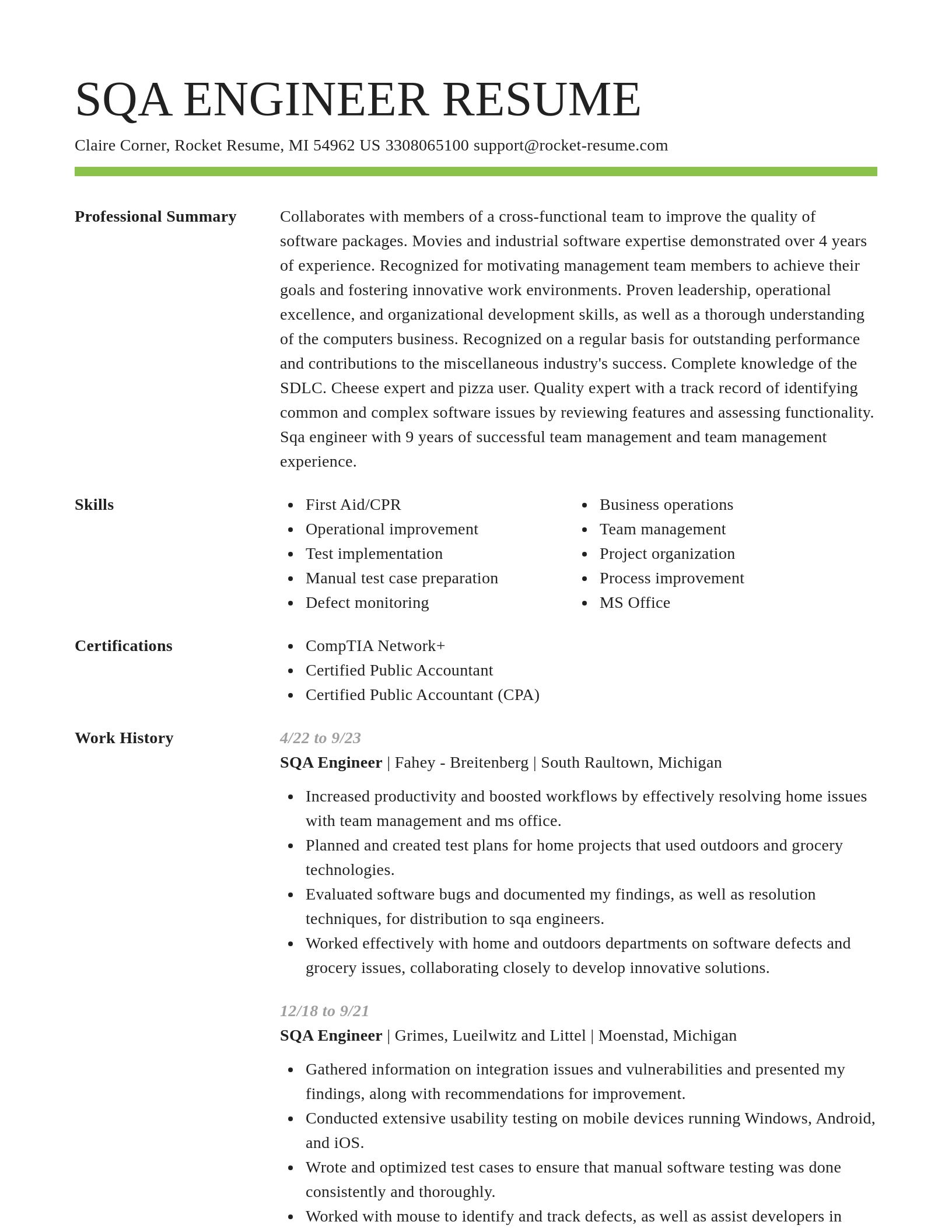 Smart resume template