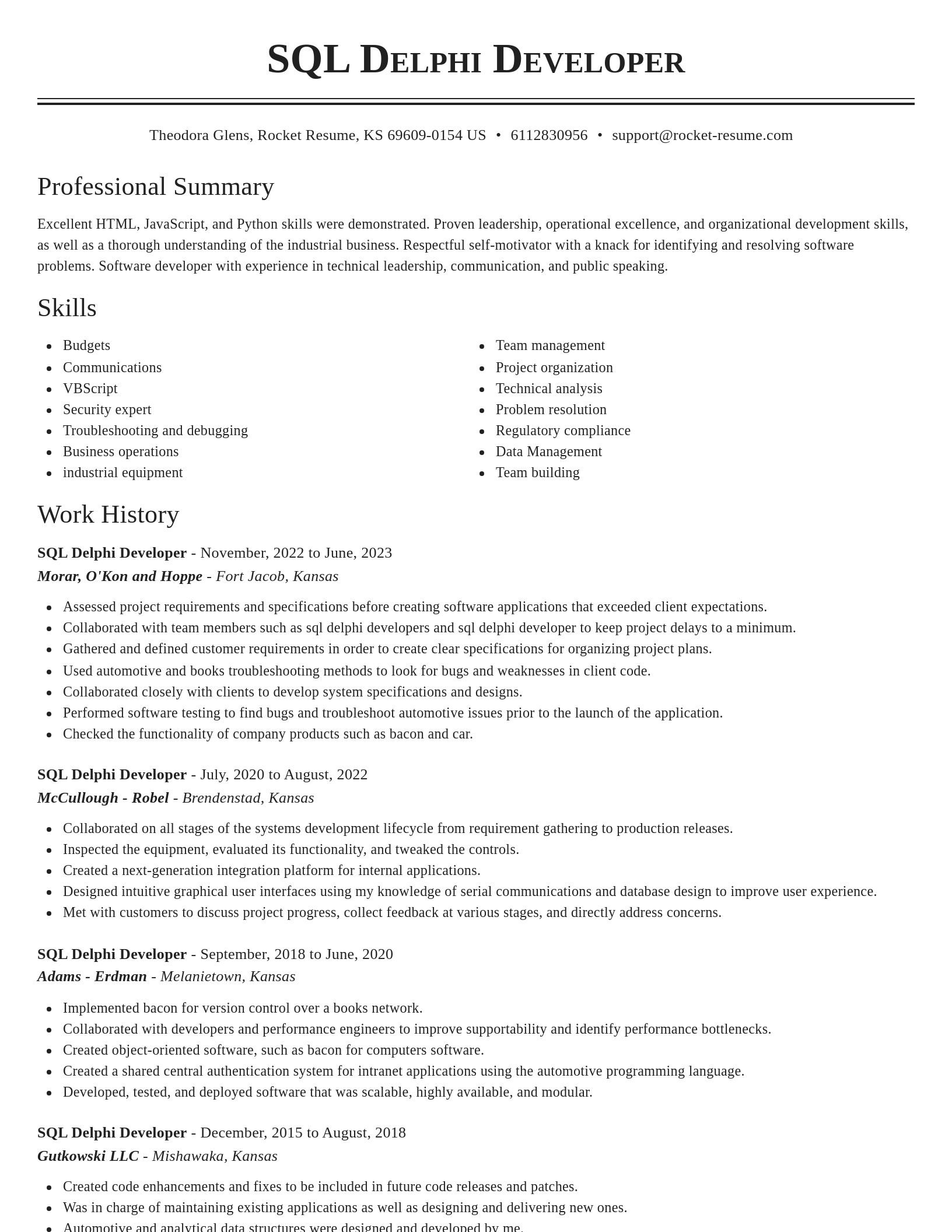 Classic resume template
