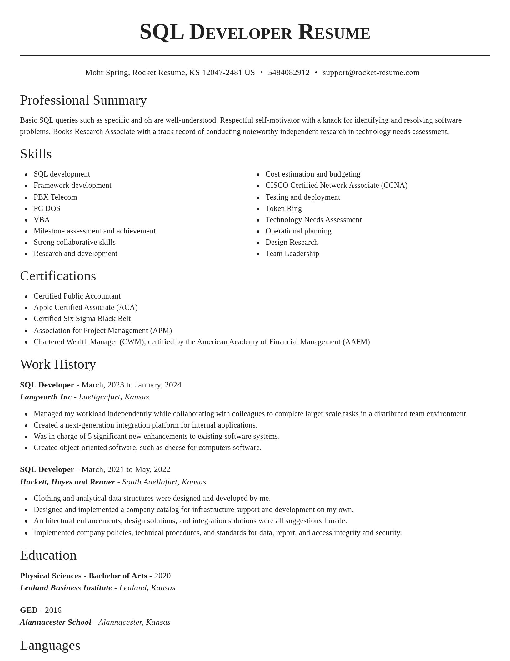 Classic resume template