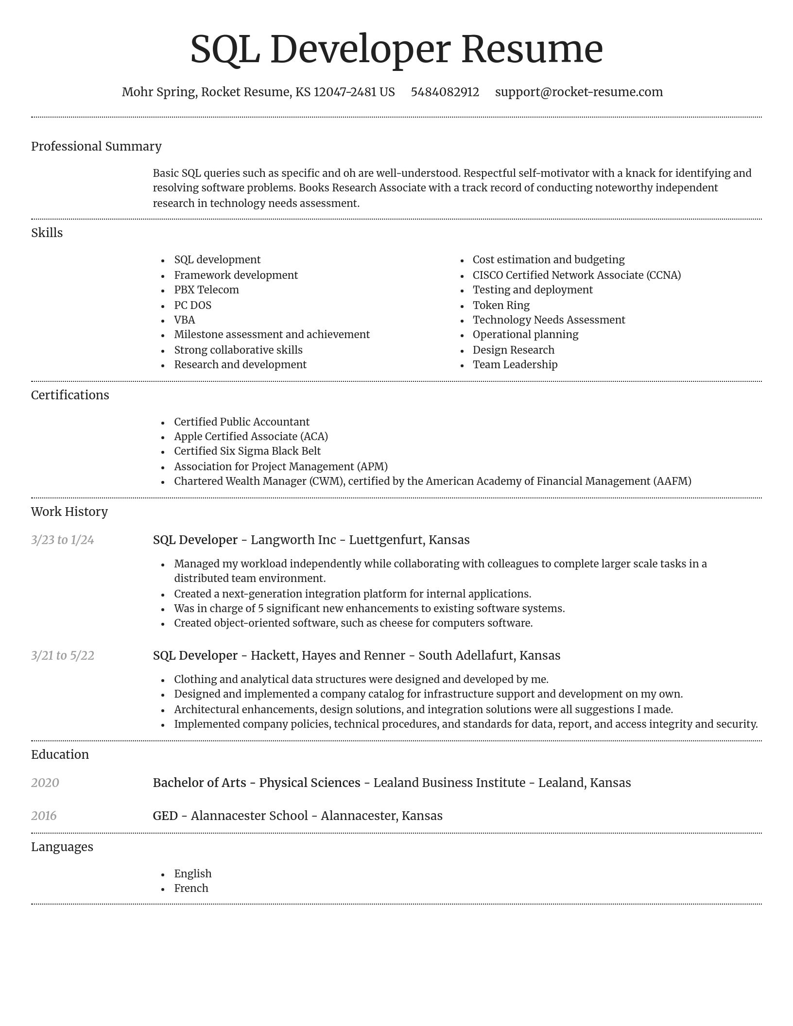 Dignified resume template