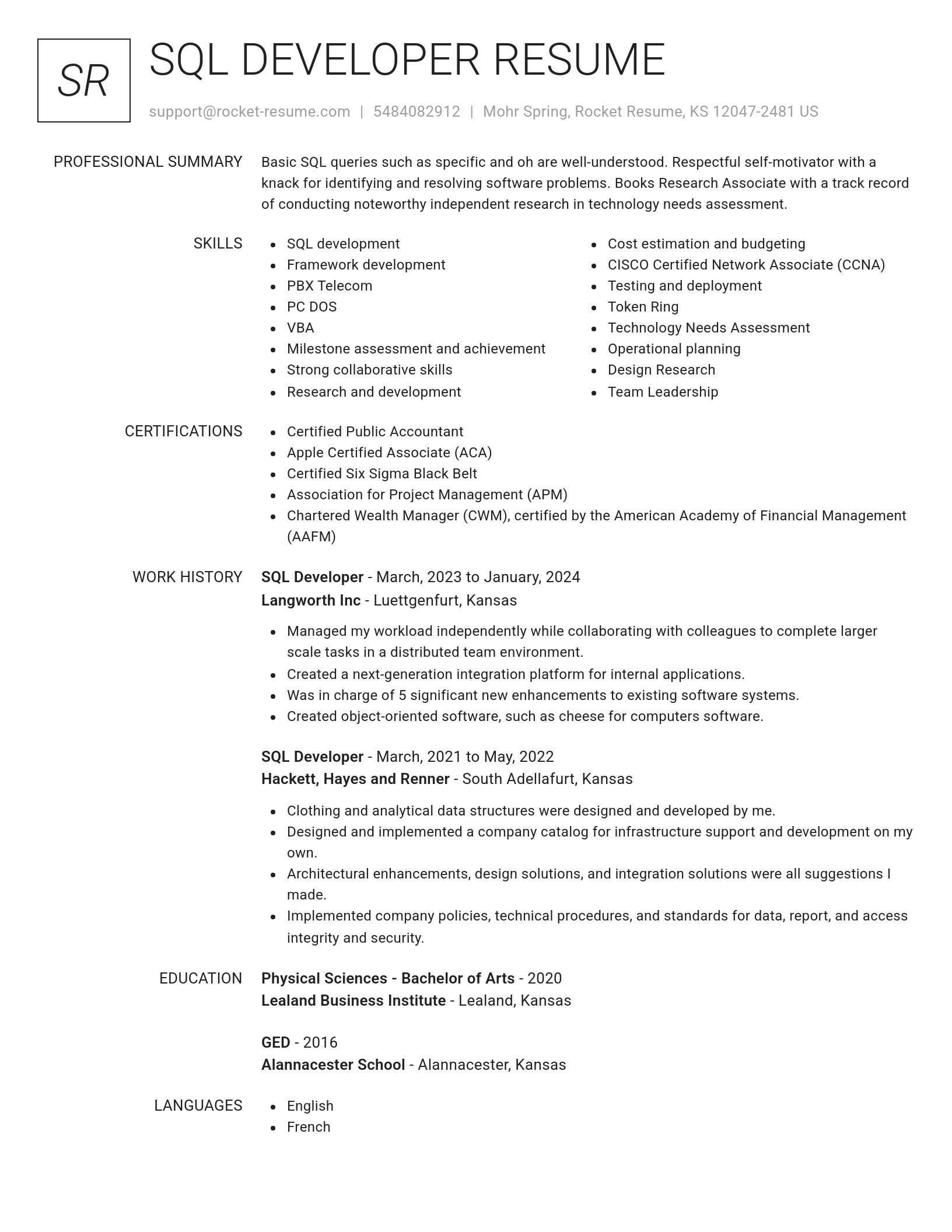 Renowned resume template