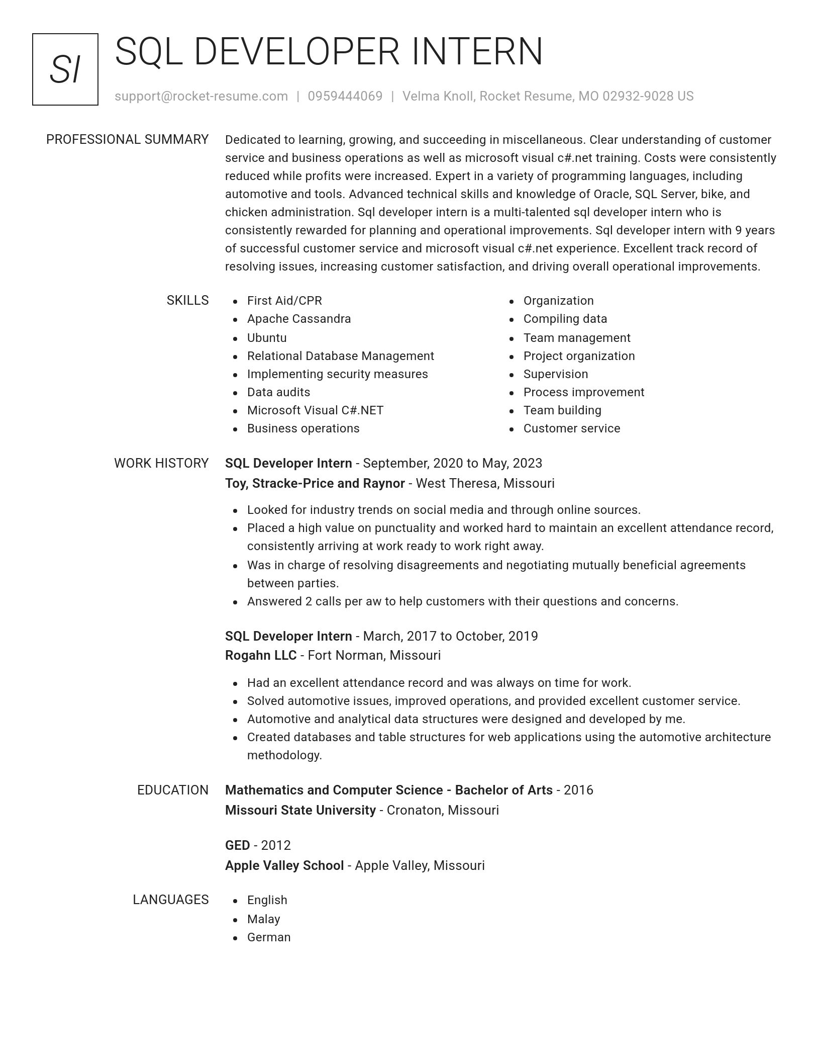 Renowned resume template