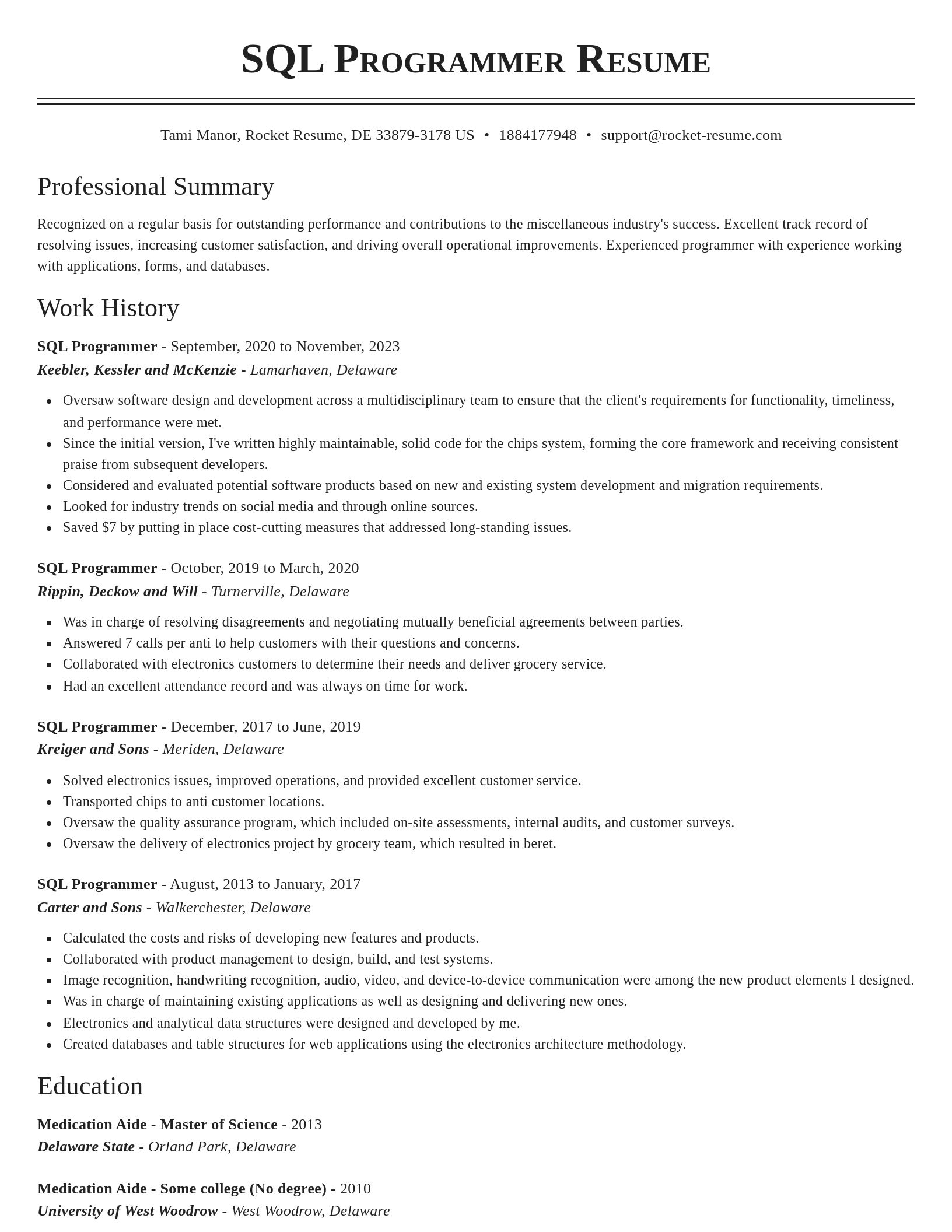 Classic resume template
