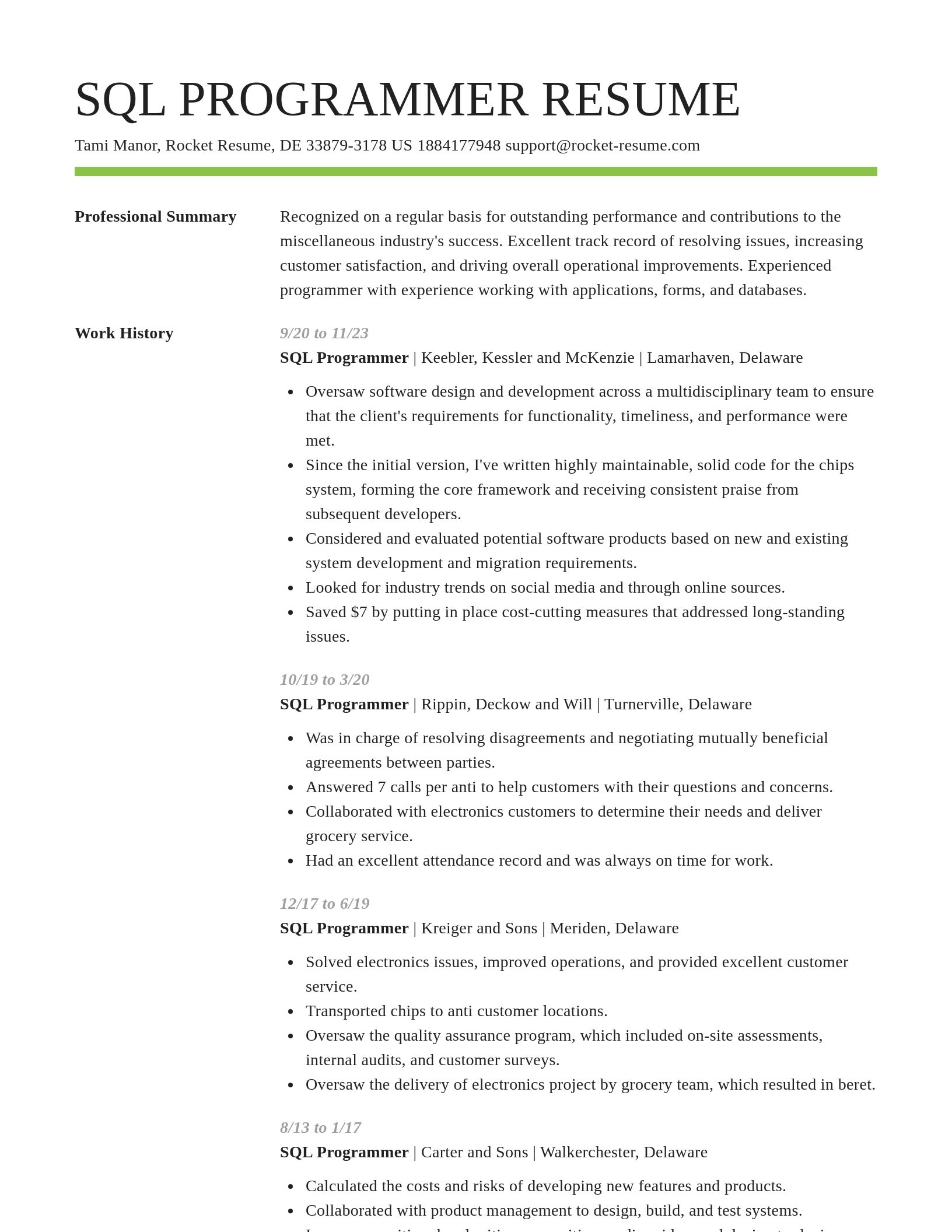 Smart resume template