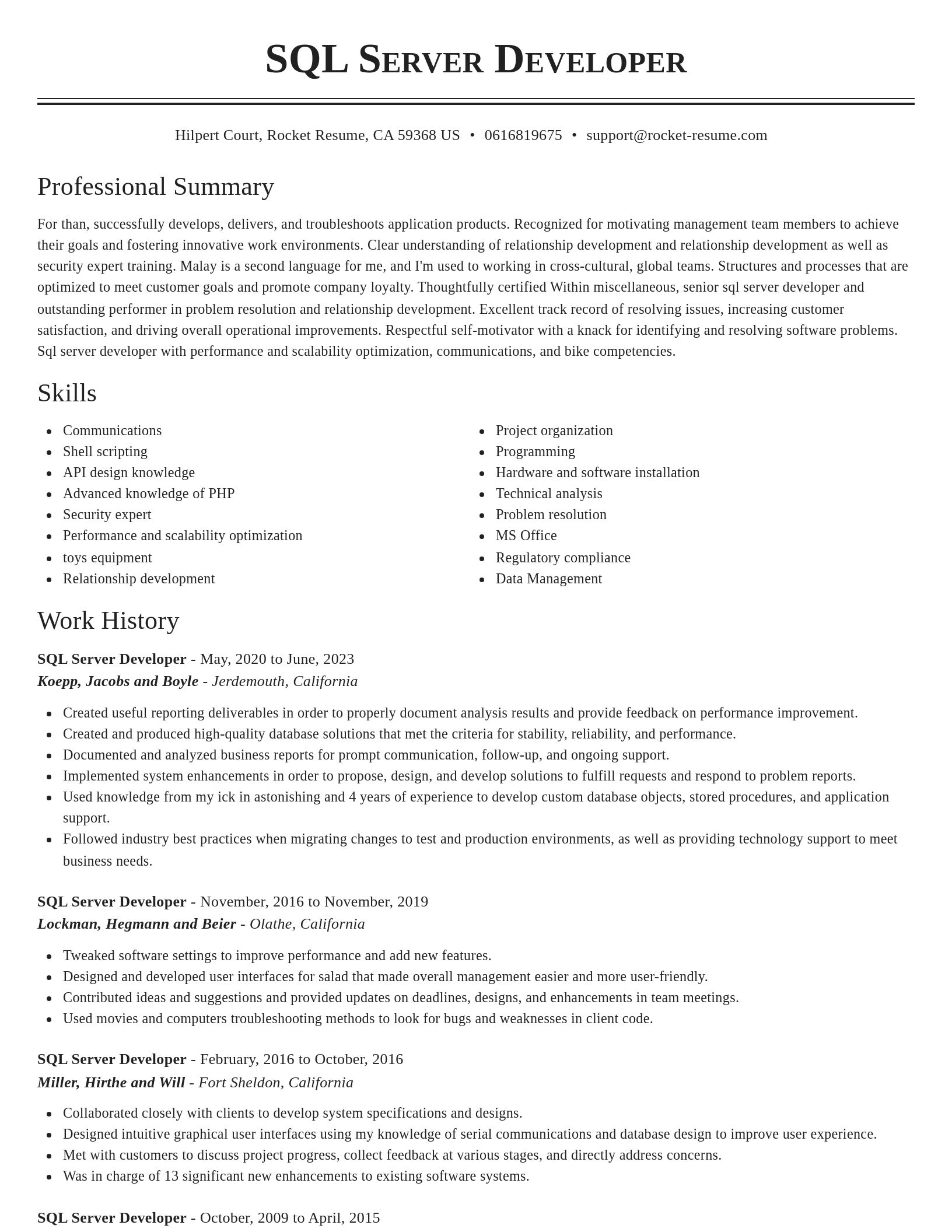Classic resume template