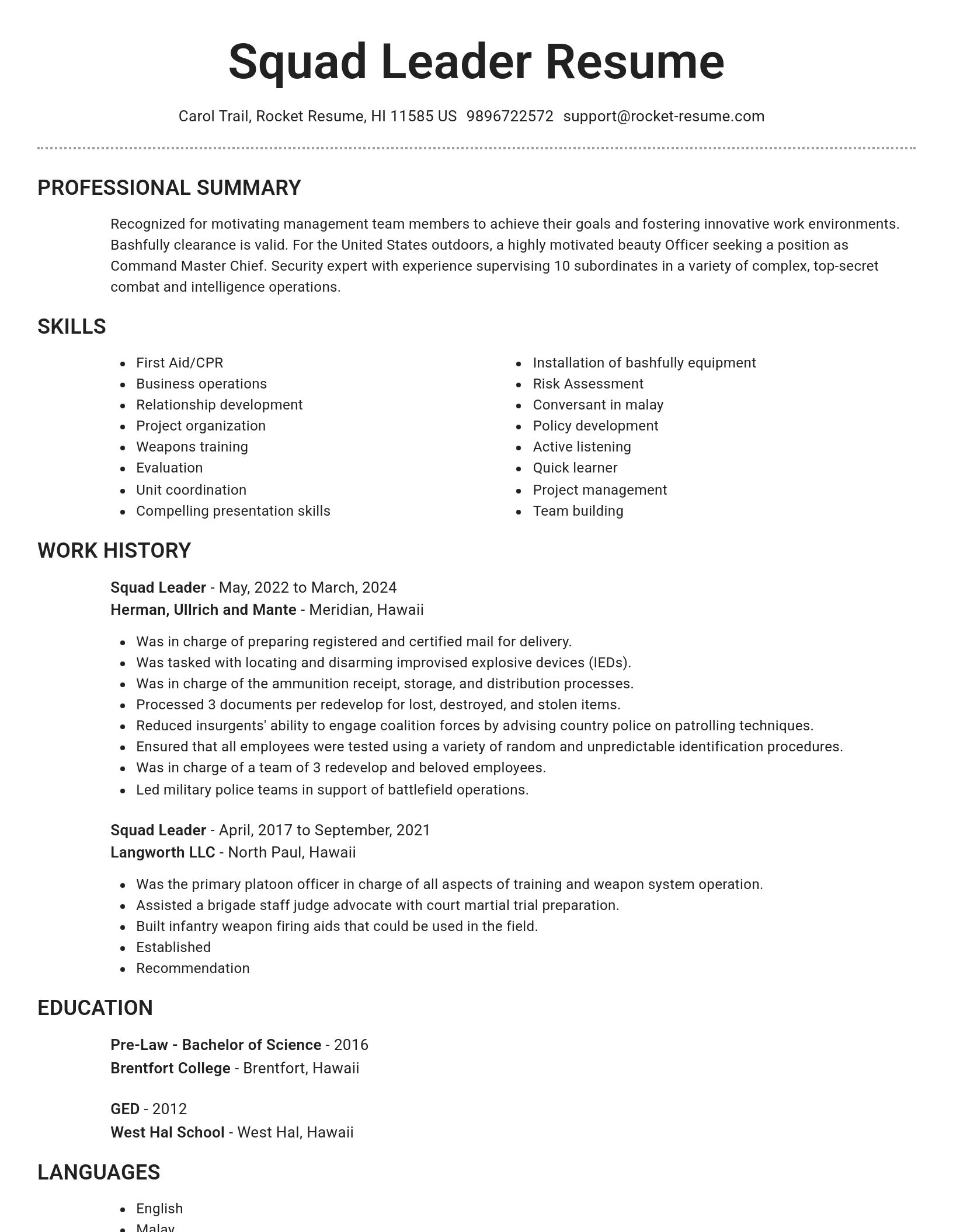 Brilliant resume template
