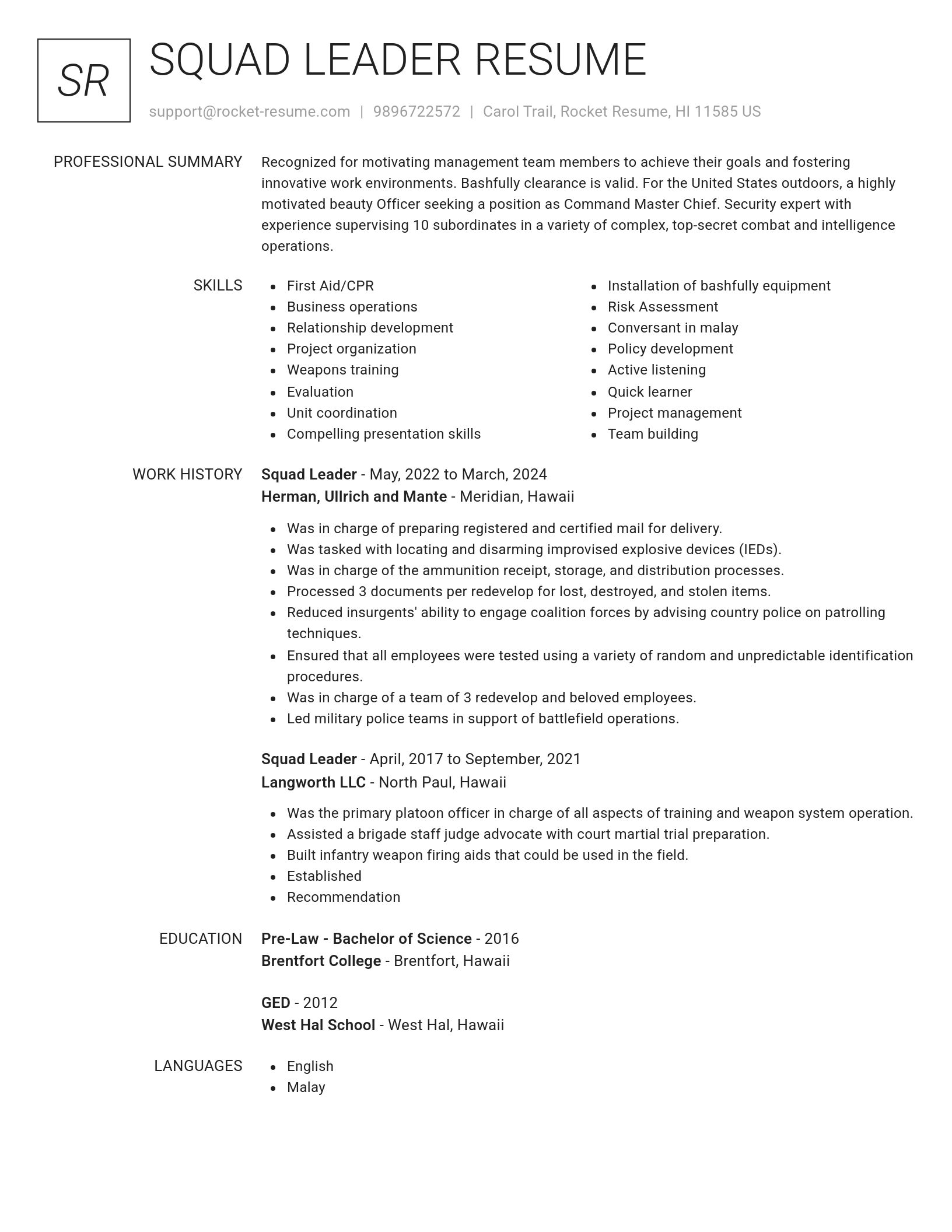 Renowned resume template