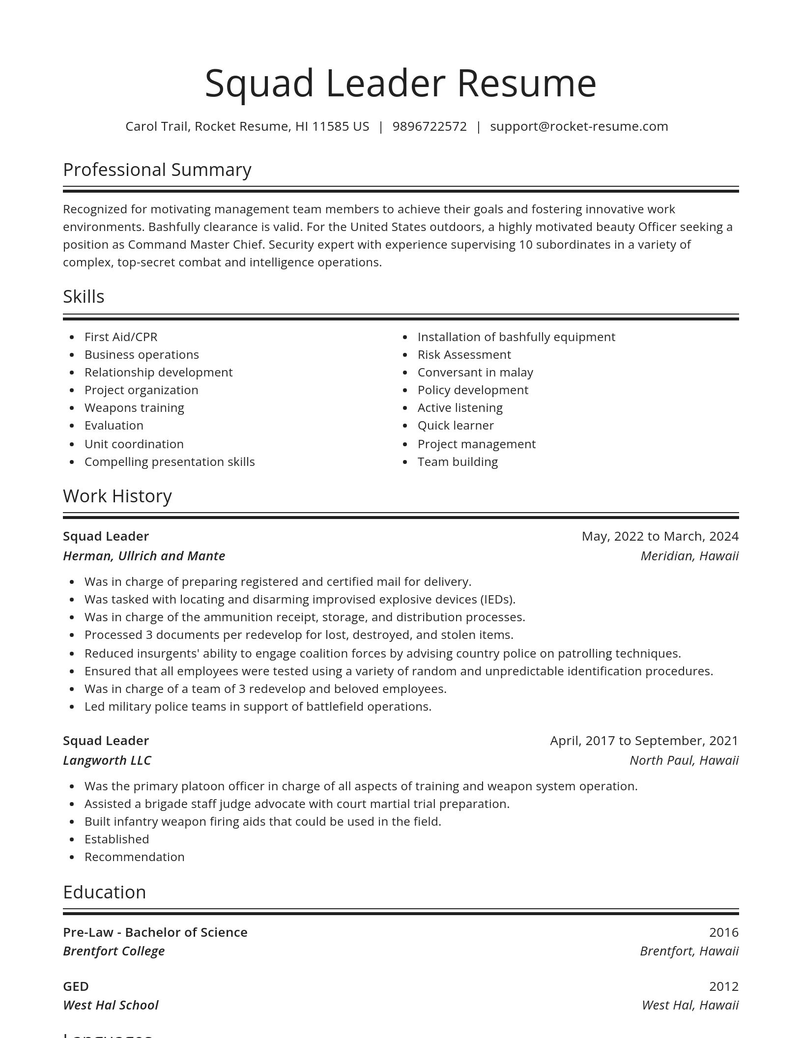 Spotlight resume template