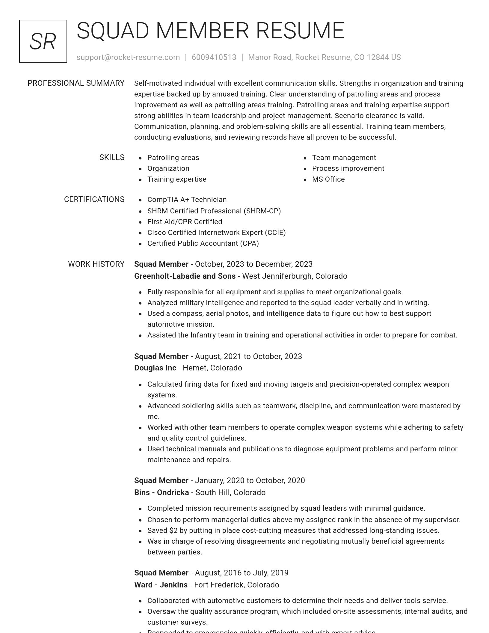 Renowned resume template