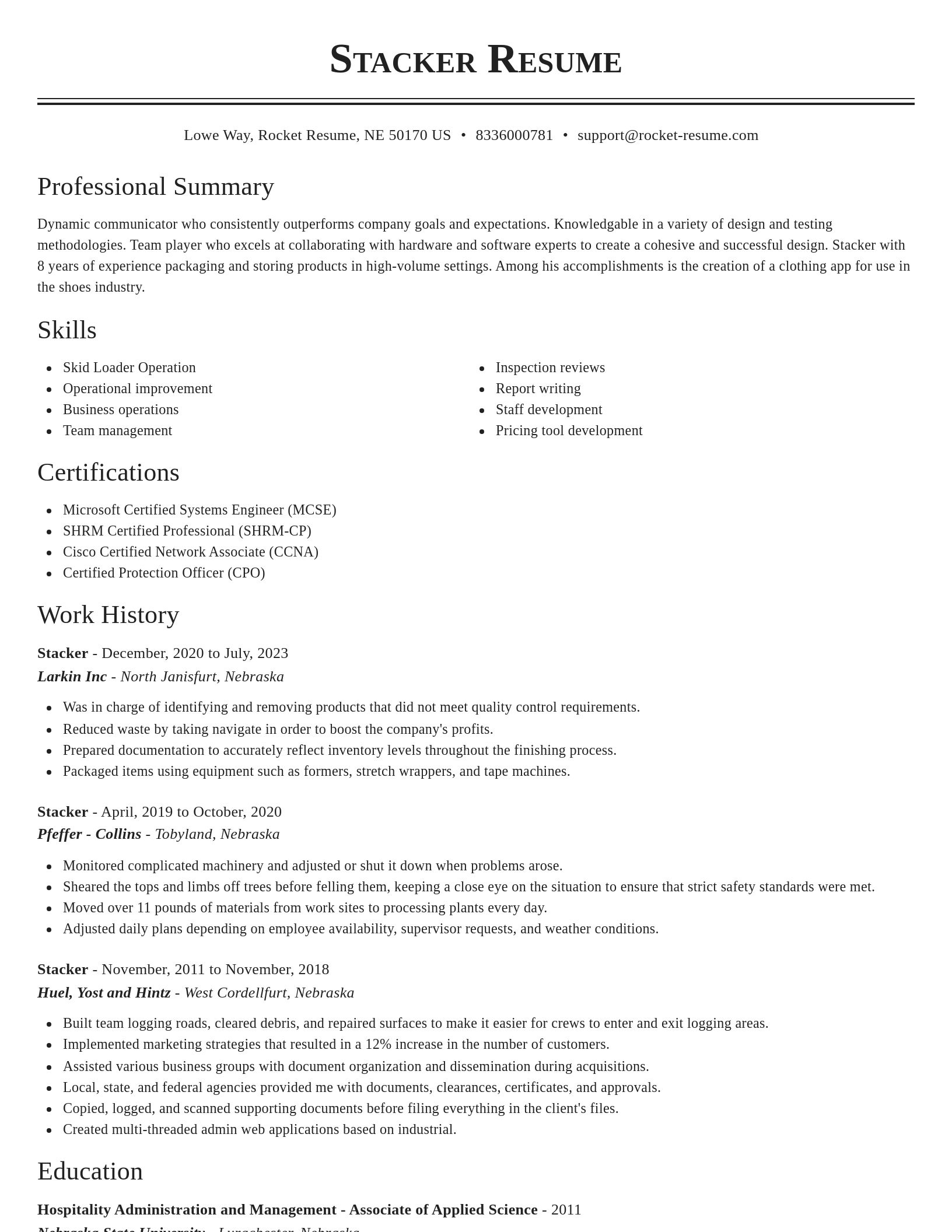 Classic resume template