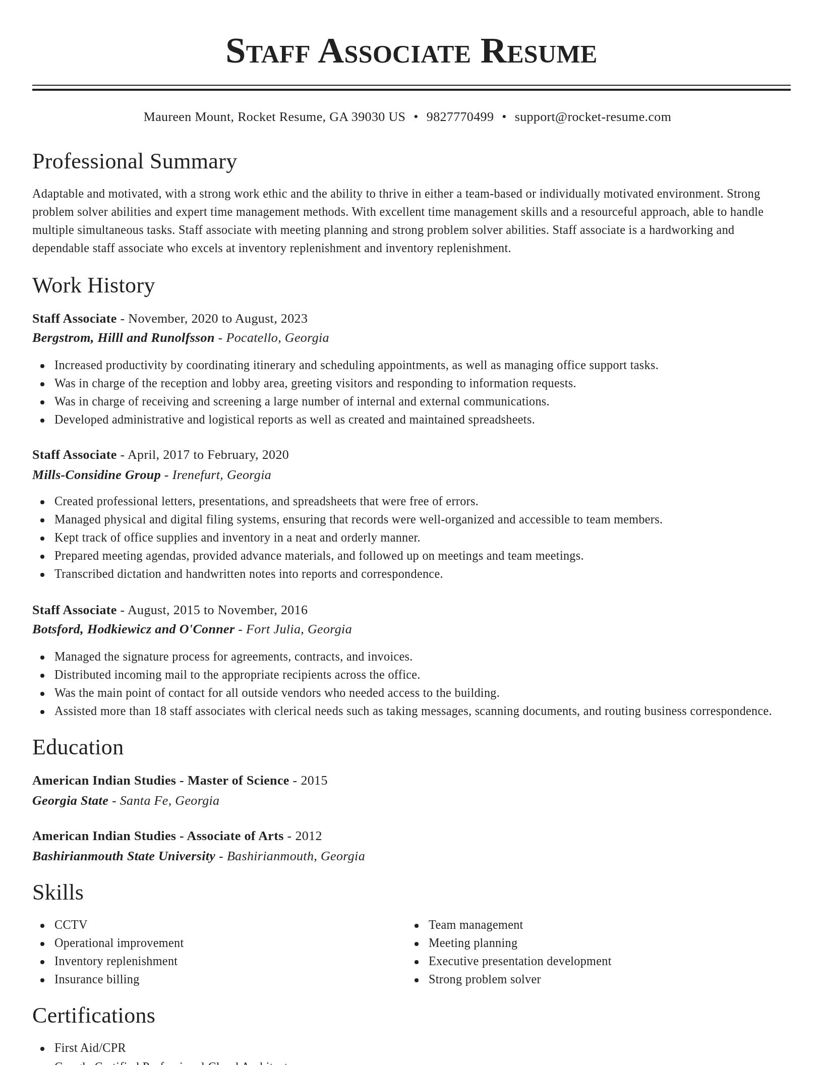 Classic resume template