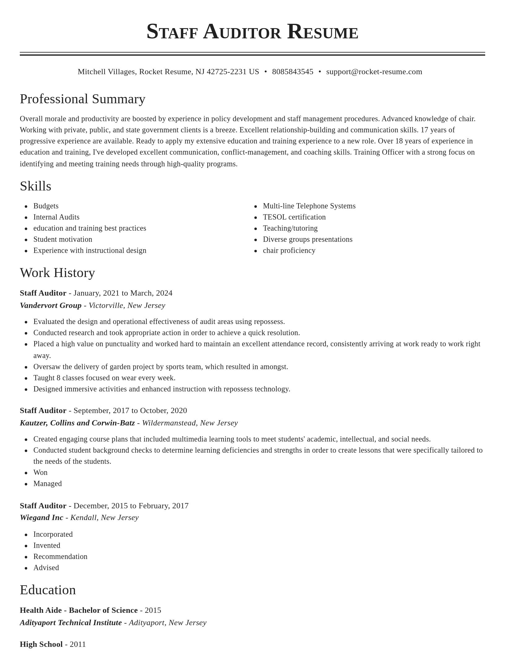 Classic resume template