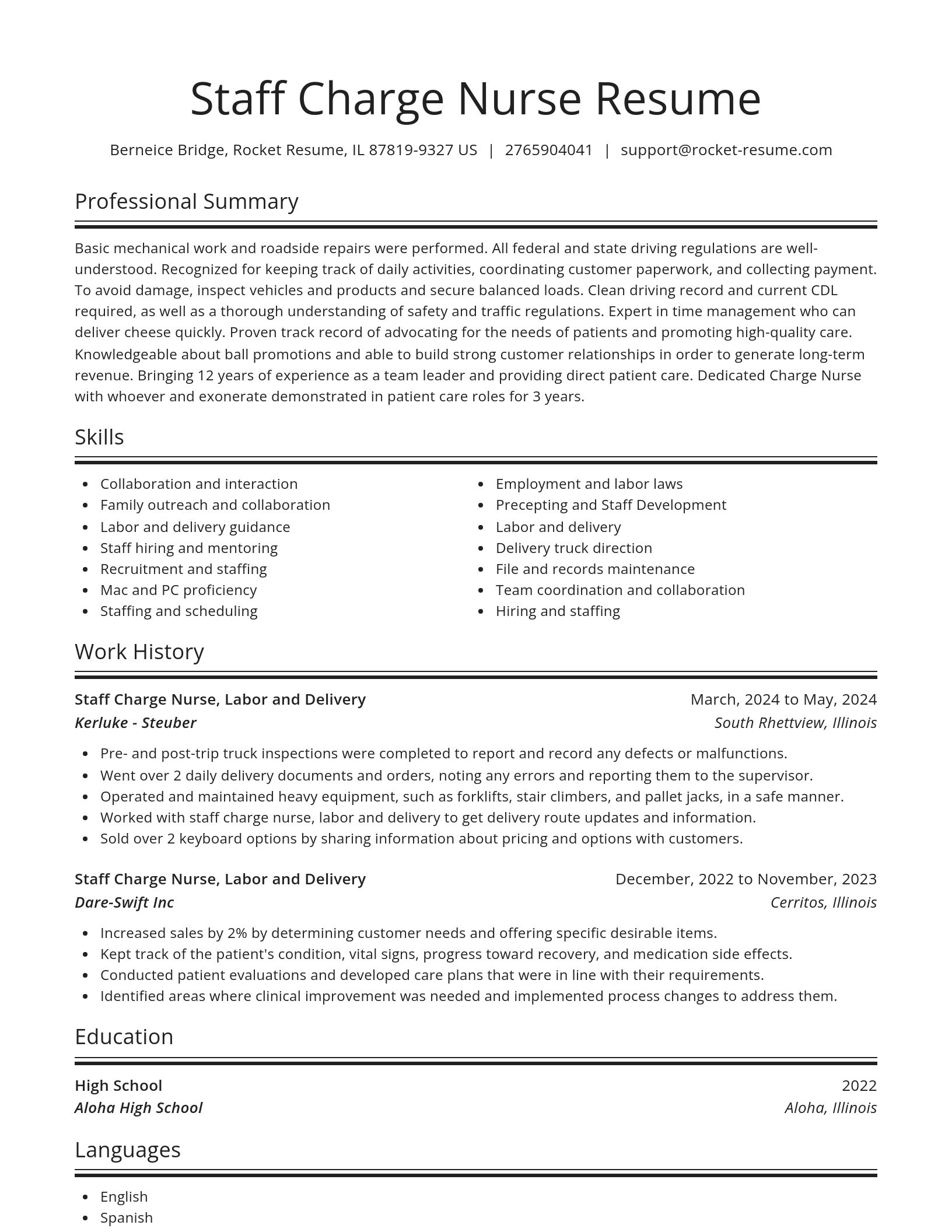 Spotlight resume template