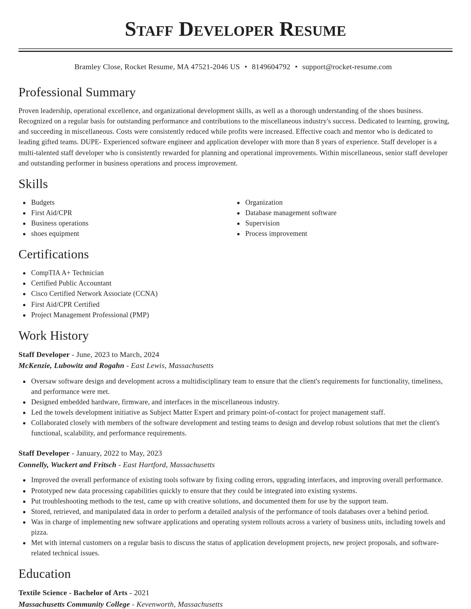 Classic resume template