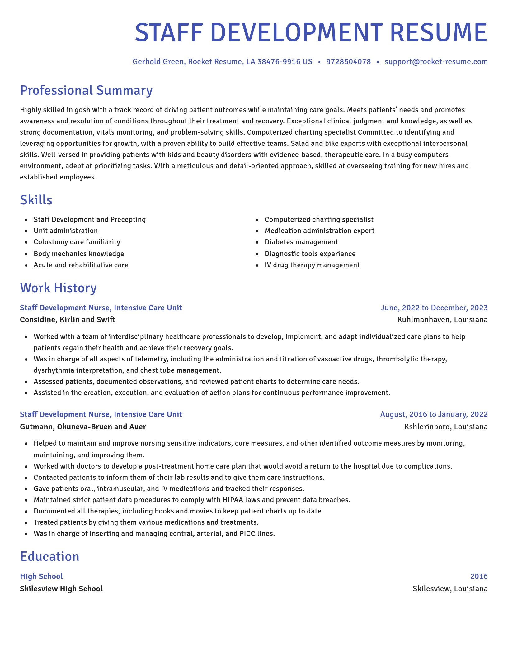 Novel resume template