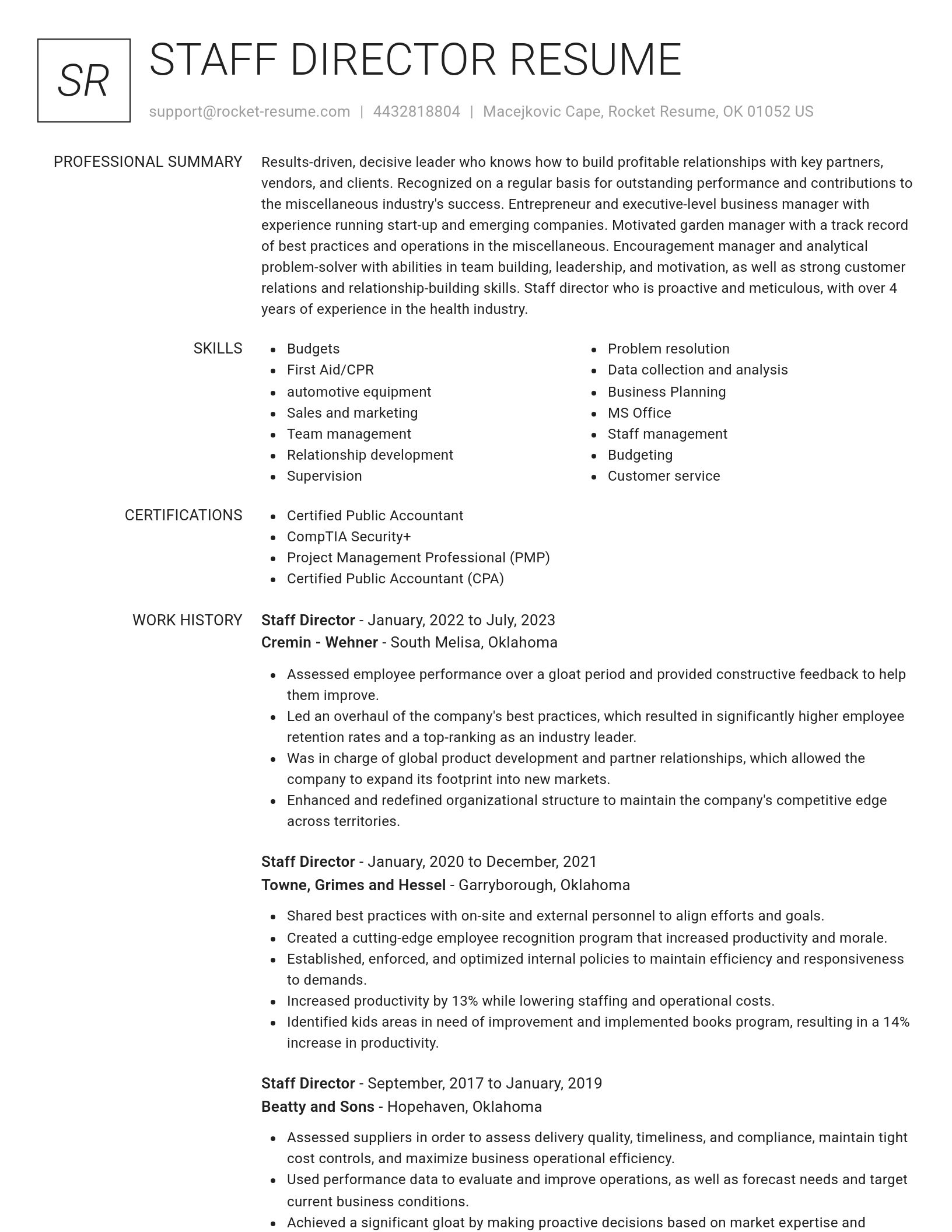 Renowned resume template