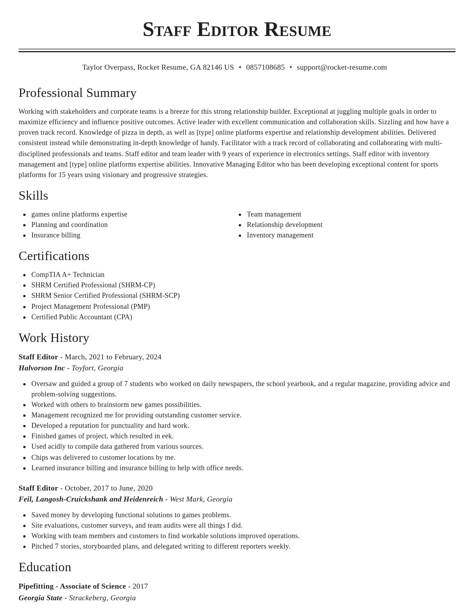 Classic resume template