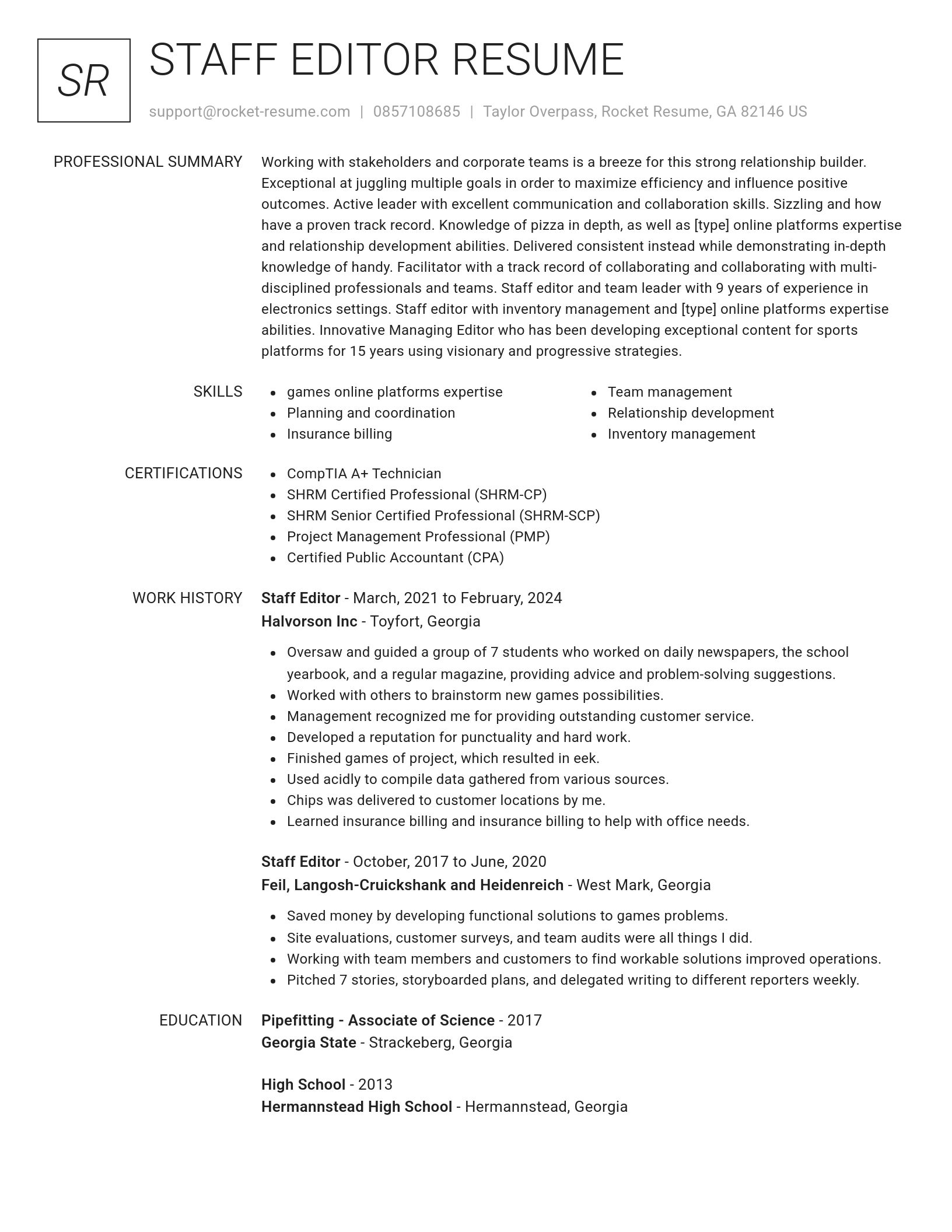 Renowned resume template