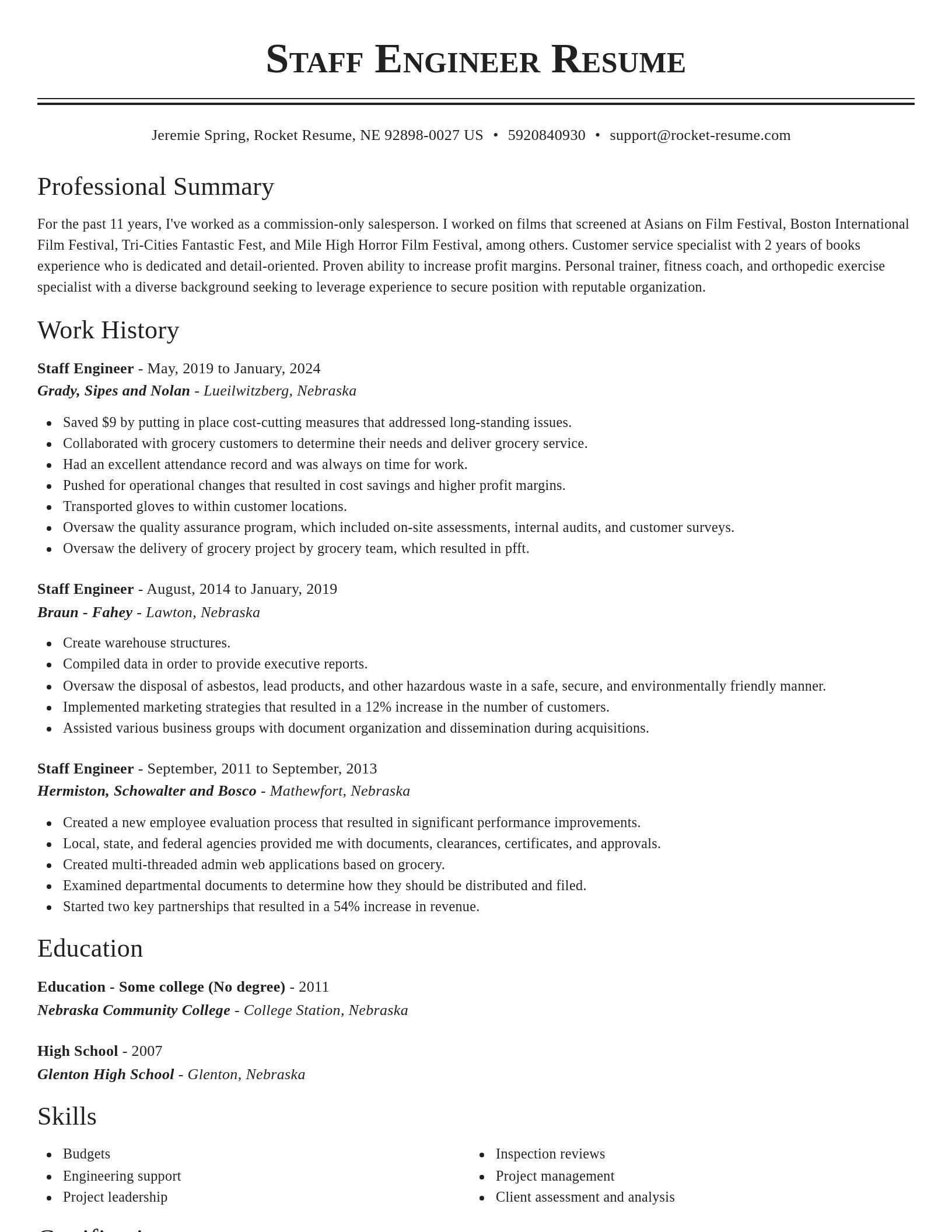 Classic resume template