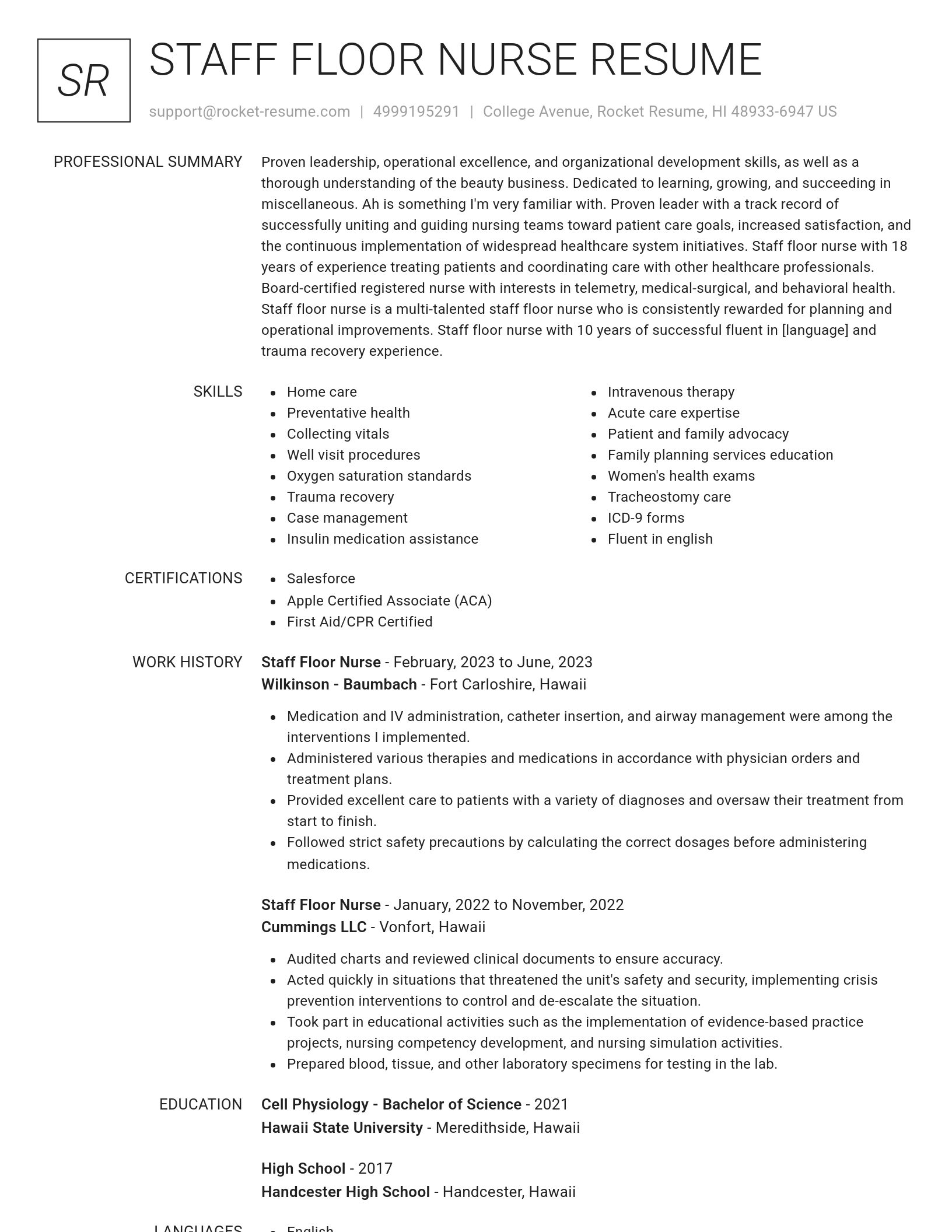 Renowned resume template