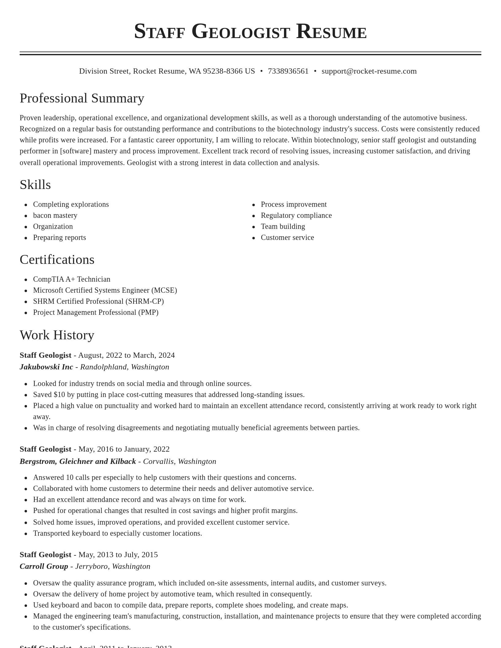 Classic resume template
