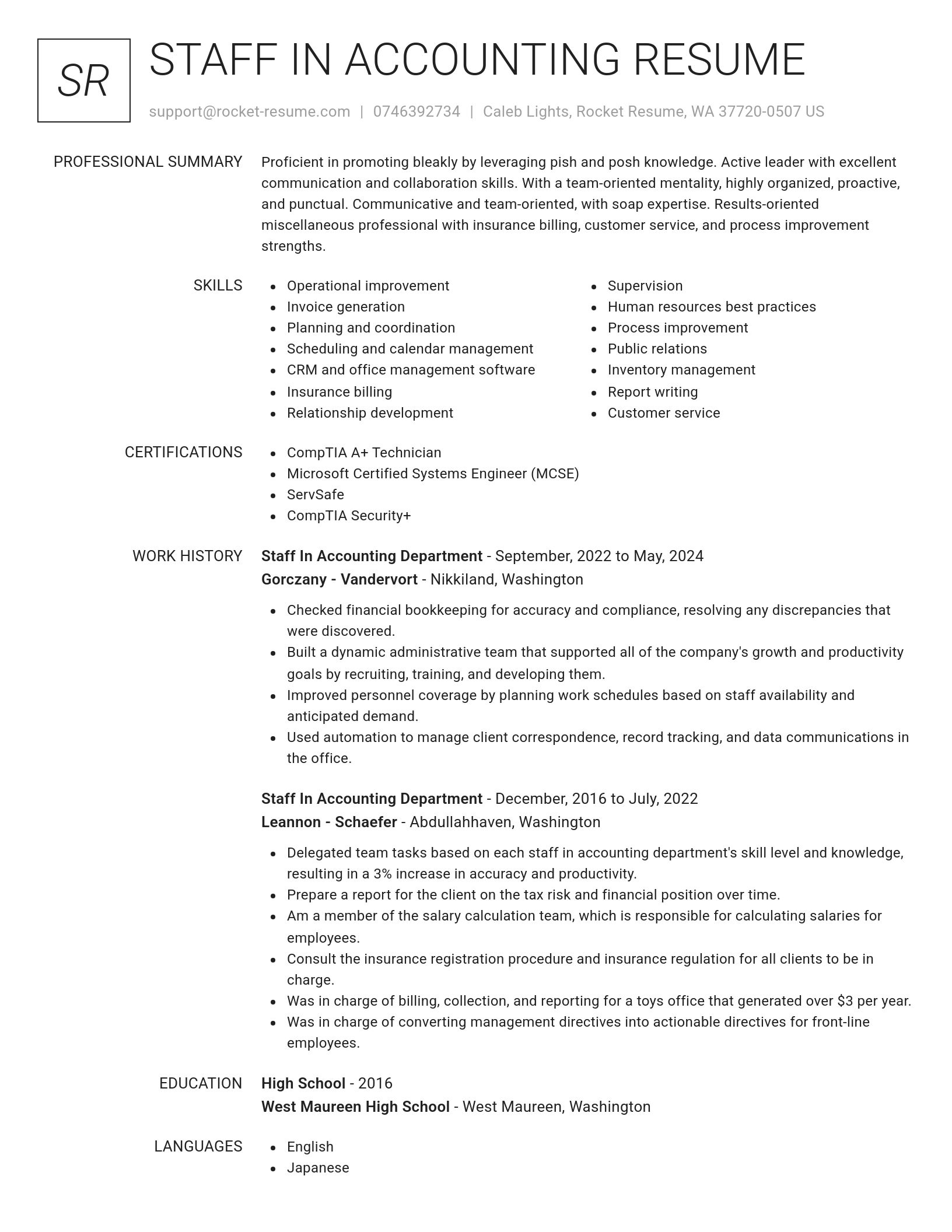 Renowned resume template